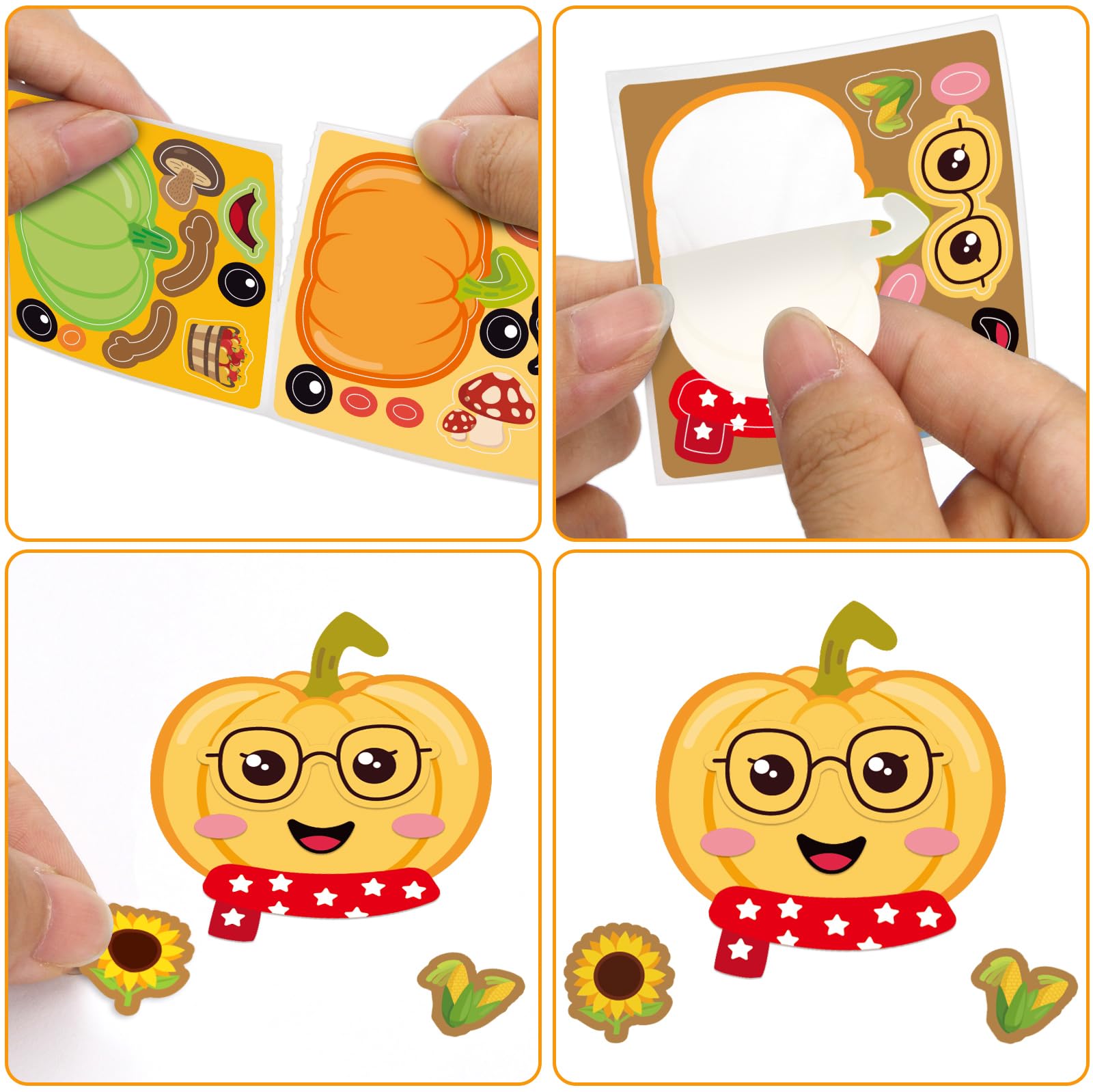 Ceiba Tree Pumpkin Stickers for Kids Make Your Own Pumpkin Sticker Fall Autumn Rolled Scene Stickers 200 Pcs for Classroom Home School Party - Image 4