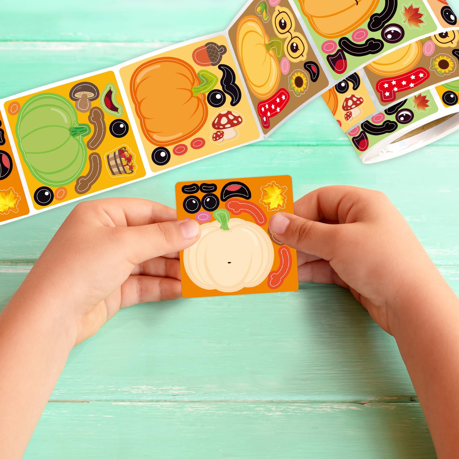 Ceiba Tree Pumpkin Stickers for Kids Make Your Own Pumpkin Sticker Fall Autumn Rolled Scene Stickers 200 Pcs for Classroom Home School Party - Image 5