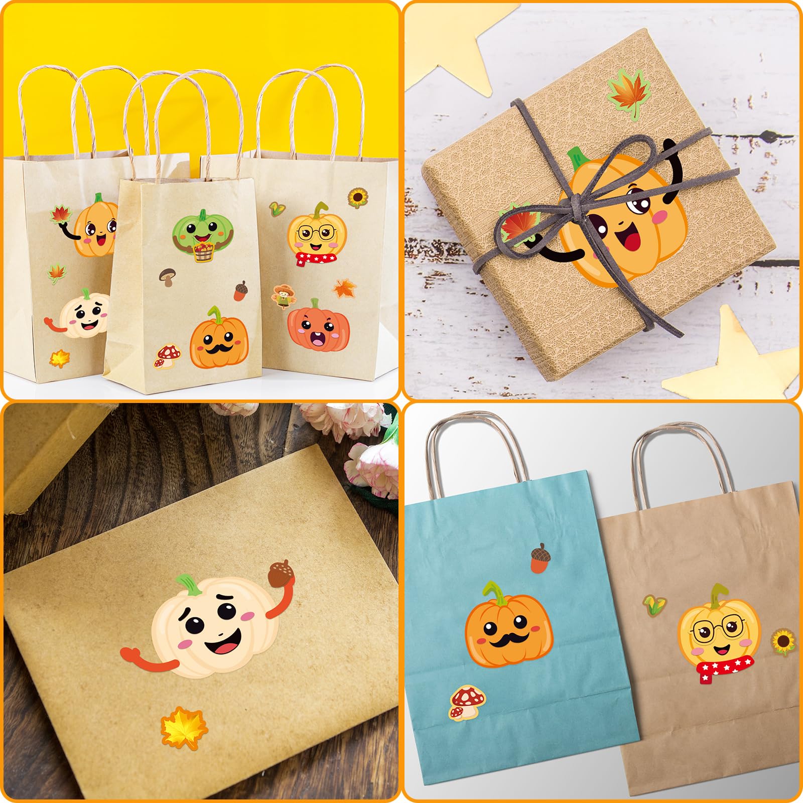 Ceiba Tree Pumpkin Stickers for Kids Make Your Own Pumpkin Sticker Fall Autumn Rolled Scene Stickers 200 Pcs for Classroom Home School Party - Image 7