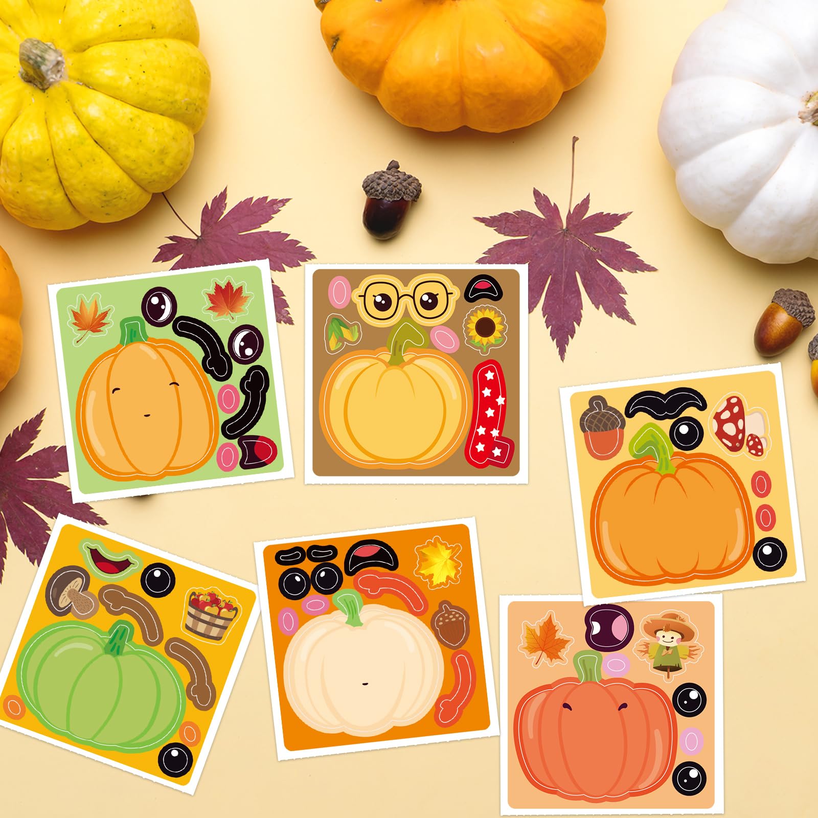 Ceiba Tree Pumpkin Stickers for Kids Make Your Own Pumpkin Sticker Fall Autumn Rolled Scene Stickers 200 Pcs for Classroom Home School Party - Image 8
