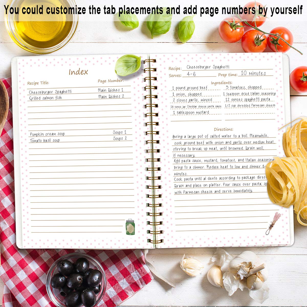 ceiba tree Recipe Book to Write in Your Own Recipes Family Blank Cookbook with Tabs Stickers 8.5 x 11 inch Gift Ideas for Wife Mom Women - Image 4