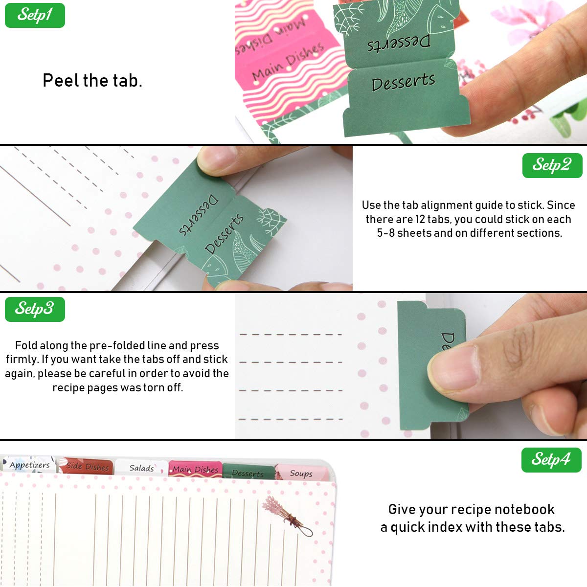 ceiba tree Recipe Book to Write in Your Own Recipes Family Blank Cookbook with Tabs Stickers 8.5 x 11 inch Gift Ideas for Wife Mom Women - Image 7