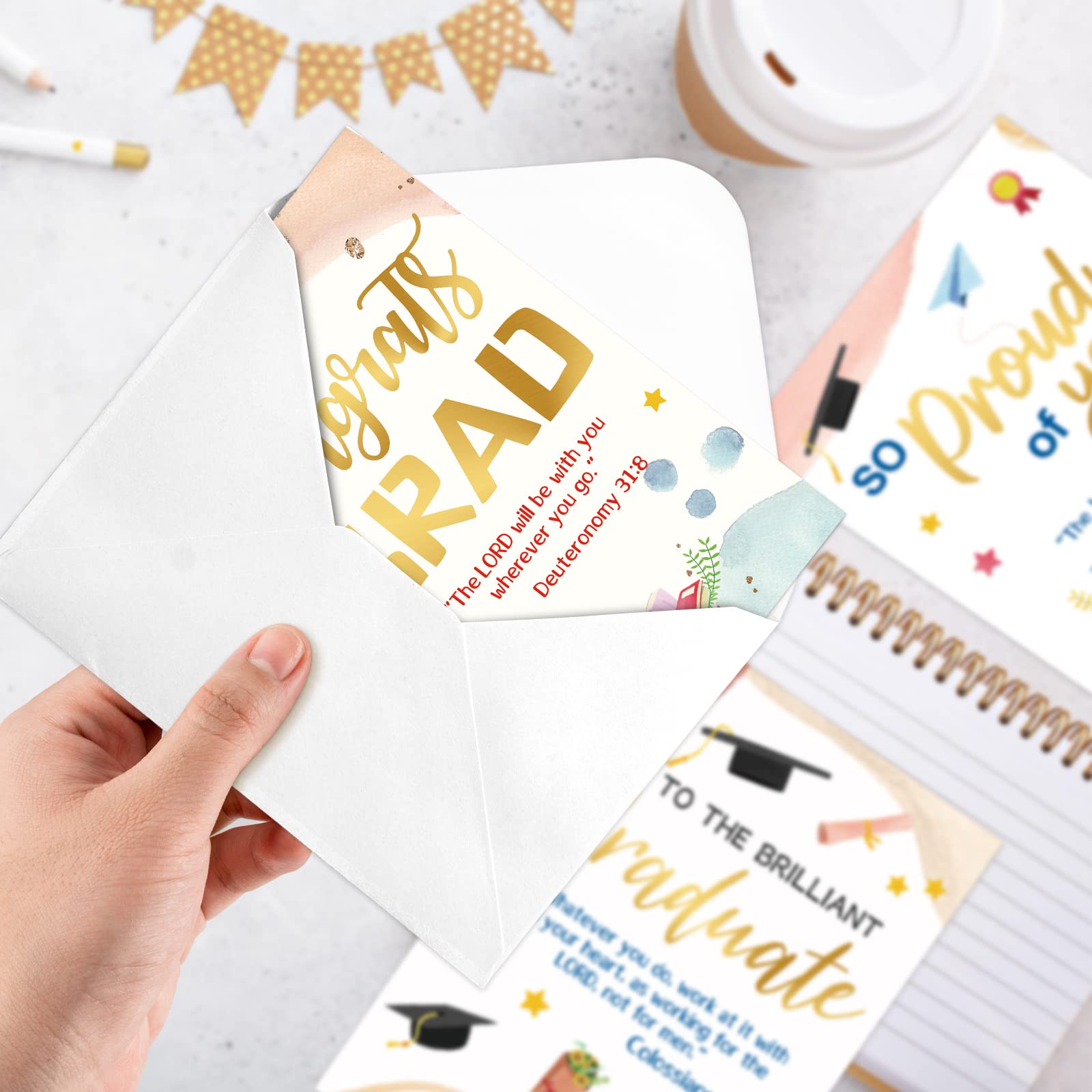 ceiba tree Religious Graduation Cards Christian Congrats Grad Greeting Card Bulk Gold Foil Assortment Cards with Envelopes - Image 4