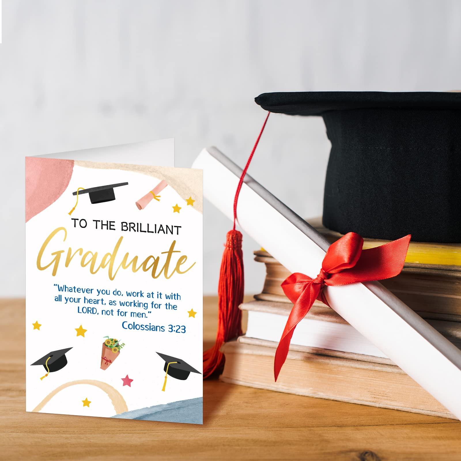 ceiba tree Religious Graduation Cards Christian Congrats Grad Greeting Card Bulk Gold Foil Assortment Cards with Envelopes - Image 6