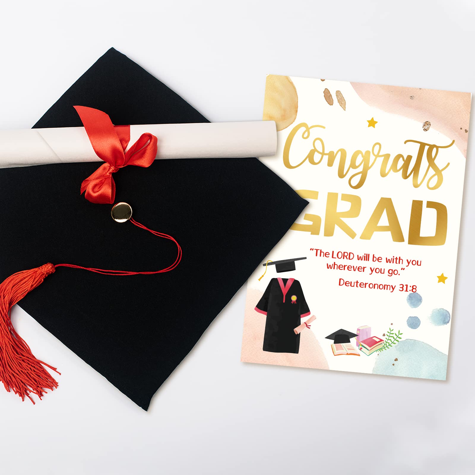 ceiba tree Religious Graduation Cards Christian Congrats Grad Greeting Card Bulk Gold Foil Assortment Cards with Envelopes - Image 7