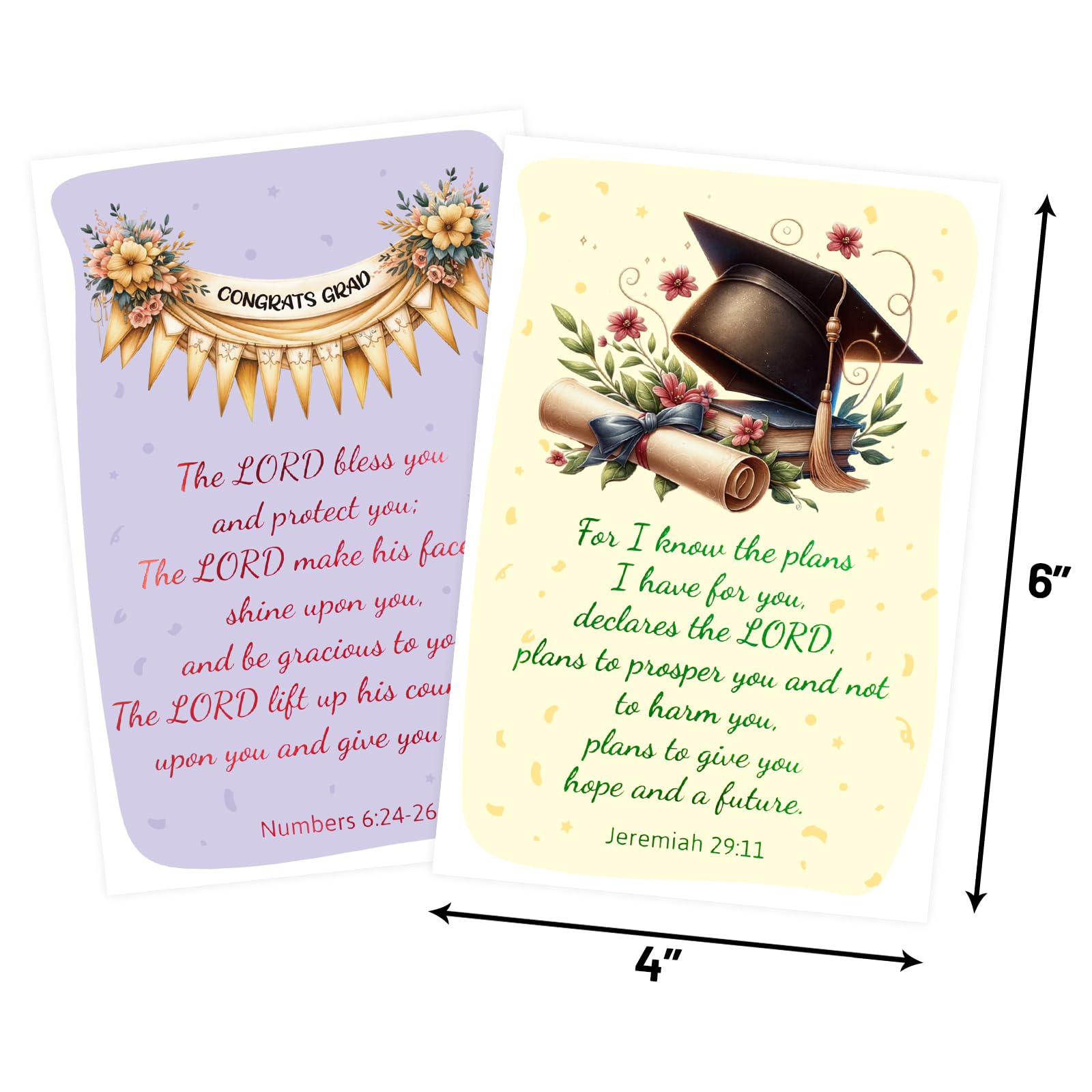 ceiba tree Religious Graduation Cards Colorful Gold Foiled Christian Congrats Grad Greeting Card Bulk with Envelopes and Stickers 12PCS for College High School Graduations Party Supplies - Image 3