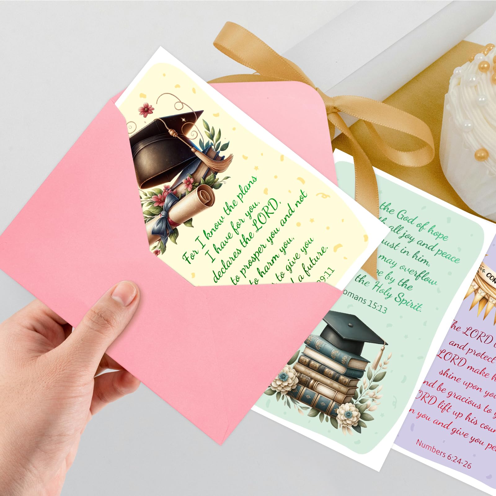 ceiba tree Religious Graduation Cards Colorful Gold Foiled Christian Congrats Grad Greeting Card Bulk with Envelopes and Stickers 12PCS for College High School Graduations Party Supplies - Image 4