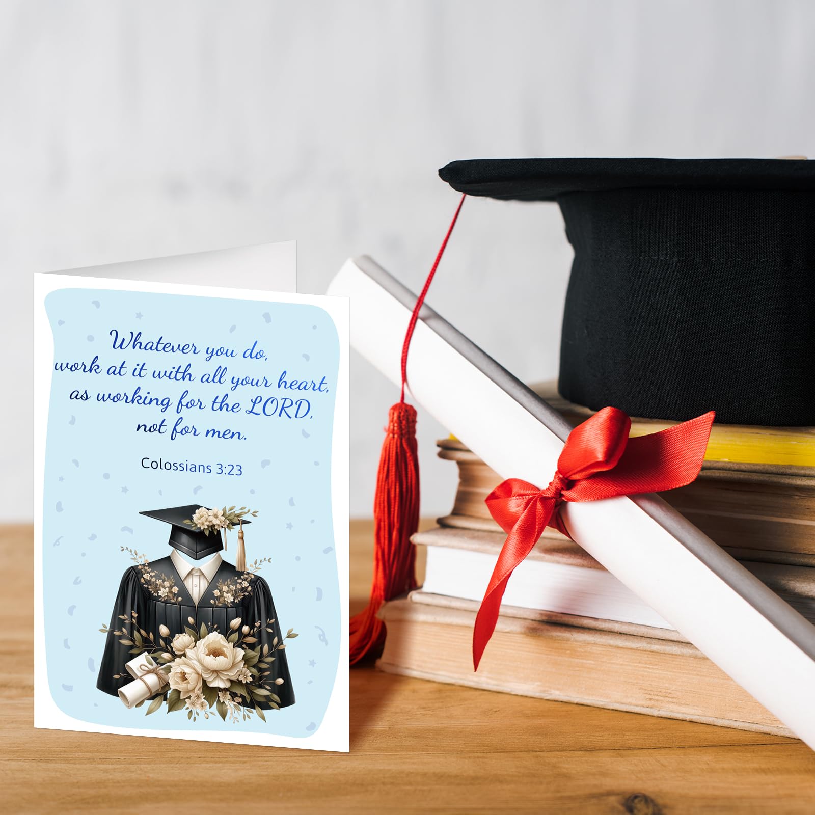 ceiba tree Religious Graduation Cards Colorful Gold Foiled Christian Congrats Grad Greeting Card Bulk with Envelopes and Stickers 12PCS for College High School Graduations Party Supplies - Image 5