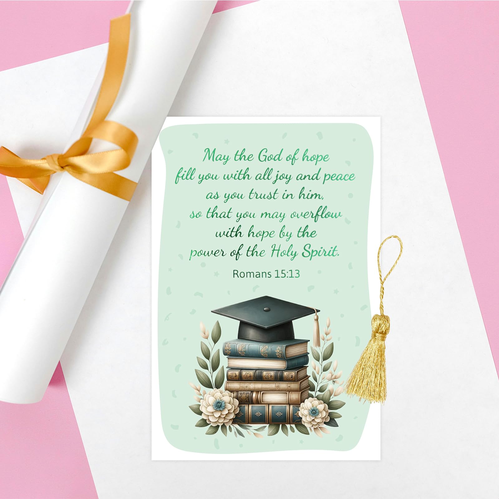 ceiba tree Religious Graduation Cards Colorful Gold Foiled Christian Congrats Grad Greeting Card Bulk with Envelopes and Stickers 12PCS for College High School Graduations Party Supplies - Image 7