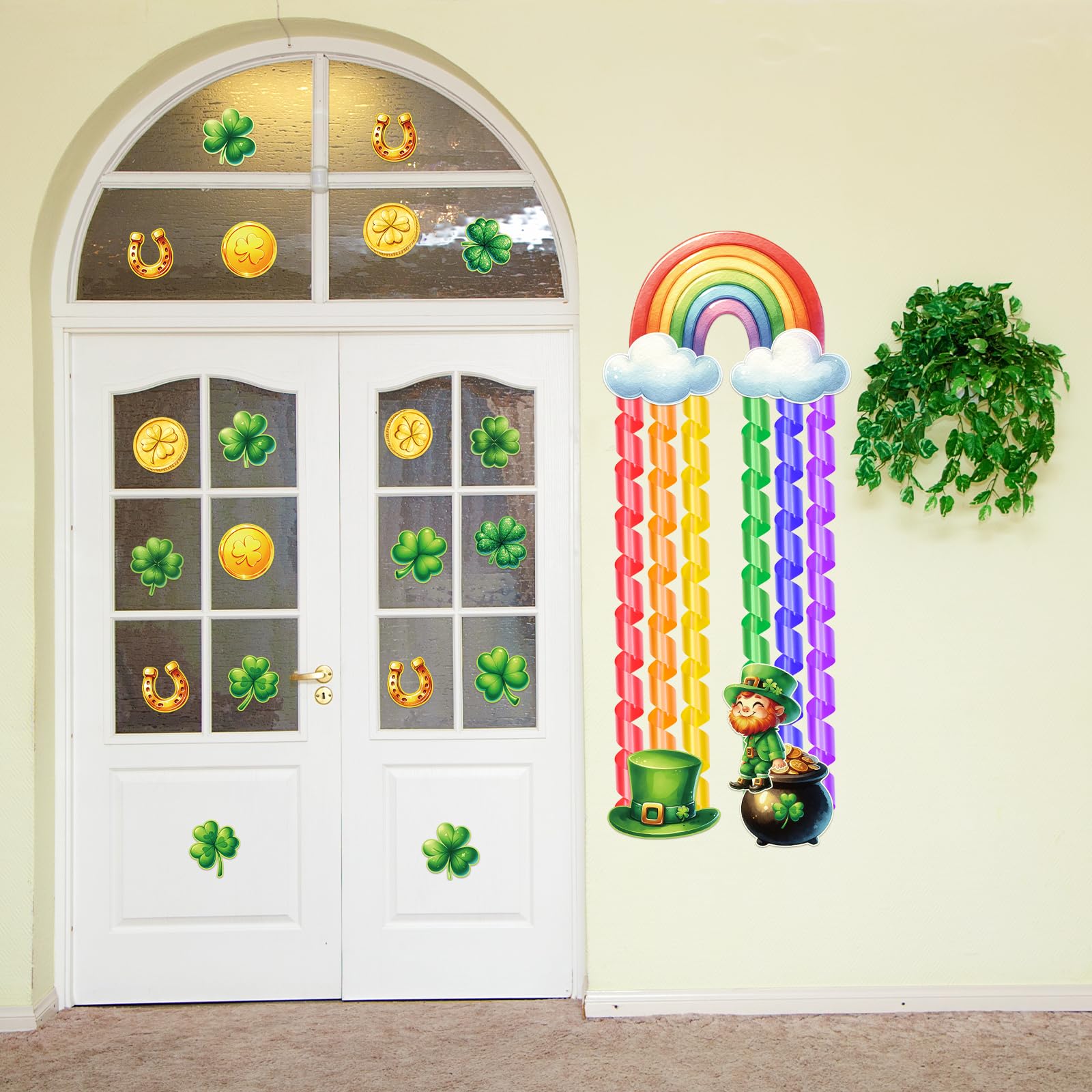 Ceiba Tree St. Patrick's Day Bulletin Board Decoration Classroom Door Banner Decorations Set Shamrock Clover Cutouts with Paper Streamers for Home School Office Front Porch - Image 6