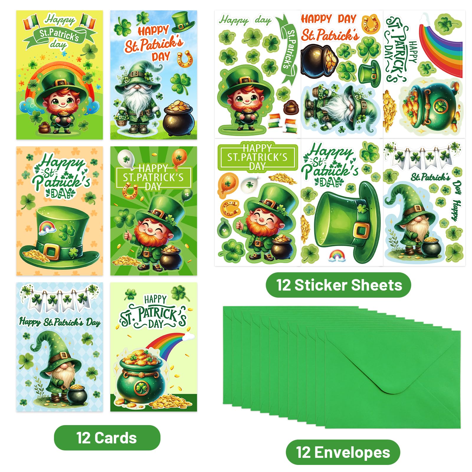 ceiba tree St.Patrick's Day Cards Happy St.Patrick's Day Greeting Card Bulk DIY Make Your Own Shamrock Cards with Stickers and Envelopes - Image 3