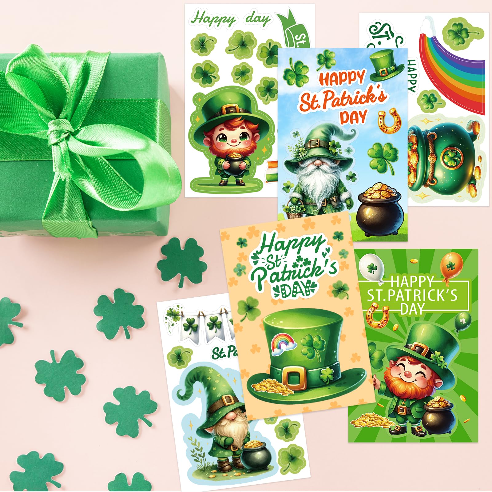 ceiba tree St.Patrick's Day Cards Happy St.Patrick's Day Greeting Card Bulk DIY Make Your Own Shamrock Cards with Stickers and Envelopes - Image 5