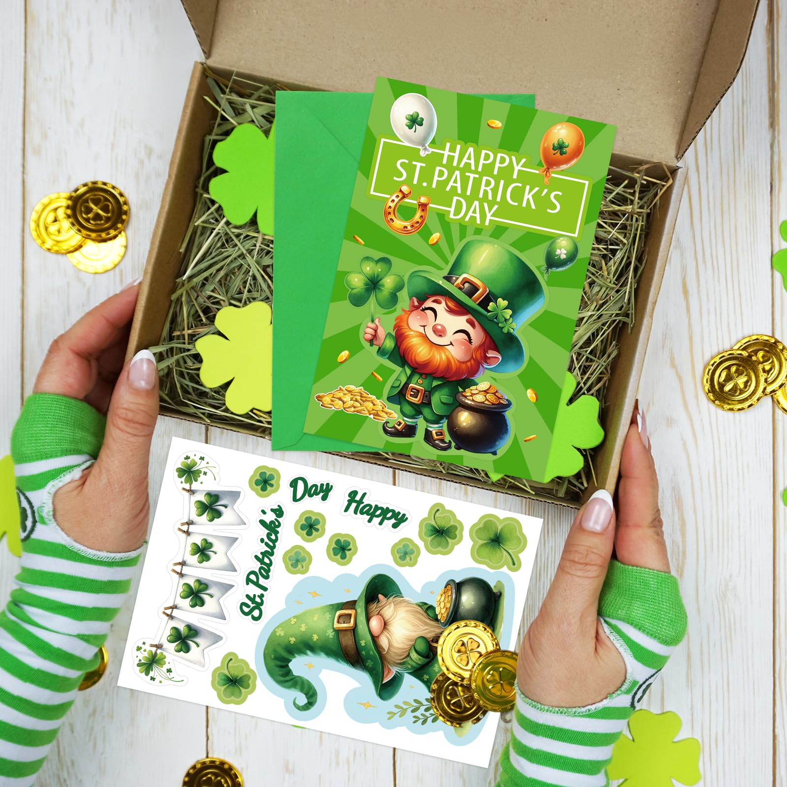 ceiba tree St.Patrick's Day Cards Happy St.Patrick's Day Greeting Card Bulk DIY Make Your Own Shamrock Cards with Stickers and Envelopes - Image 6