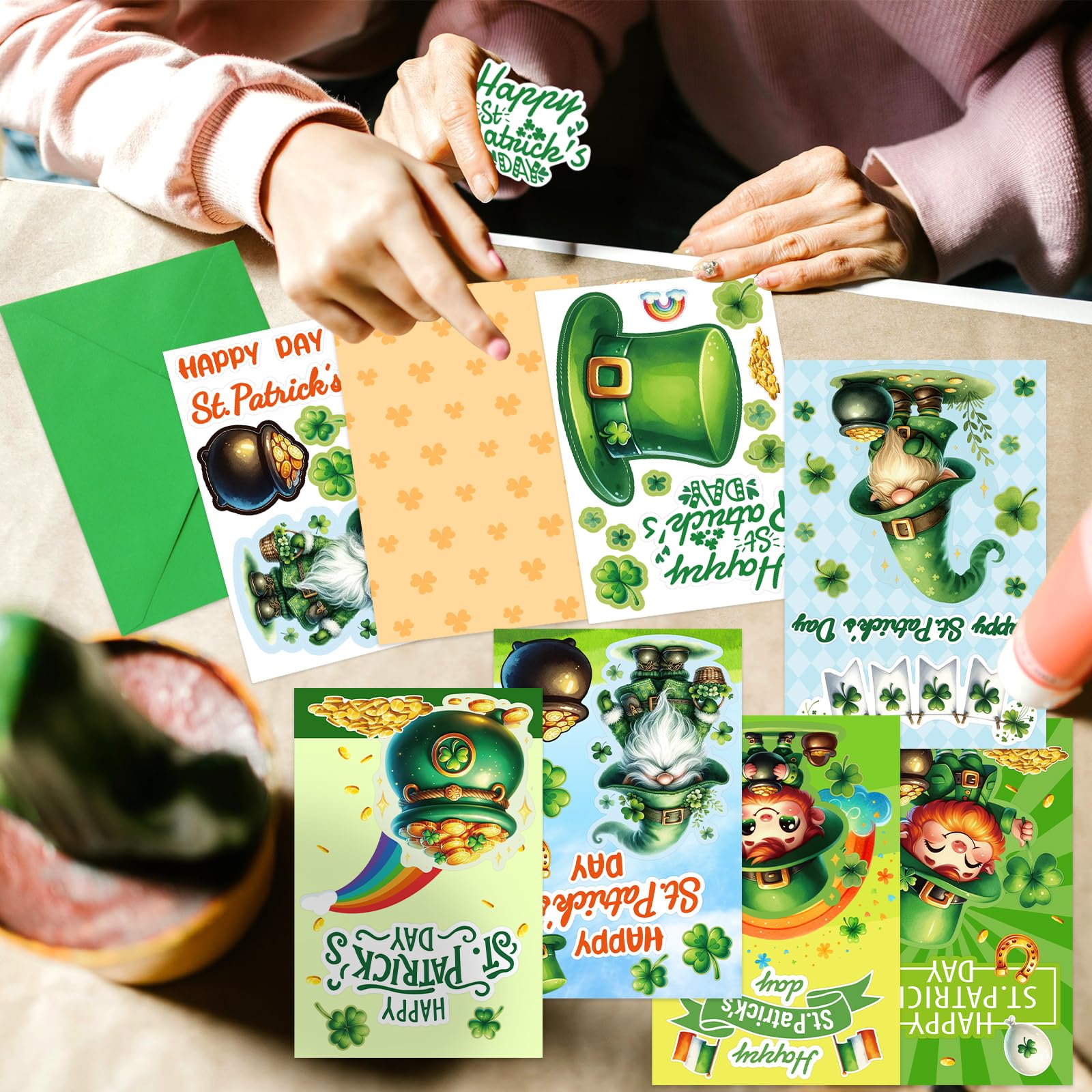 ceiba tree St.Patrick's Day Cards Happy St.Patrick's Day Greeting Card Bulk DIY Make Your Own Shamrock Cards with Stickers and Envelopes - Image 7