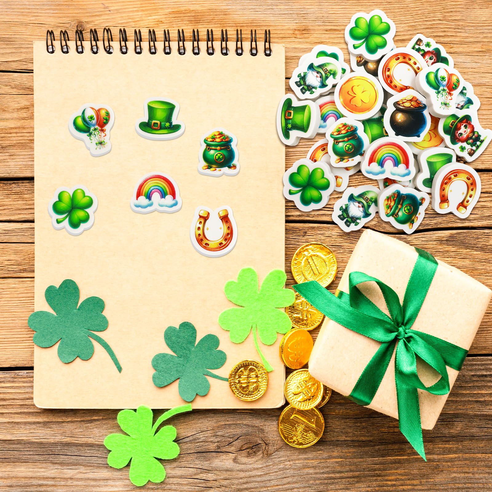 Ceiba Tree St.Patrick's Day Erasers 60Pcs Happy St.Patrick's Day Shamrock Mini Erasers Bulk for Kids School Gifts Student Classroom Prizes Homework Rewards - Image 4