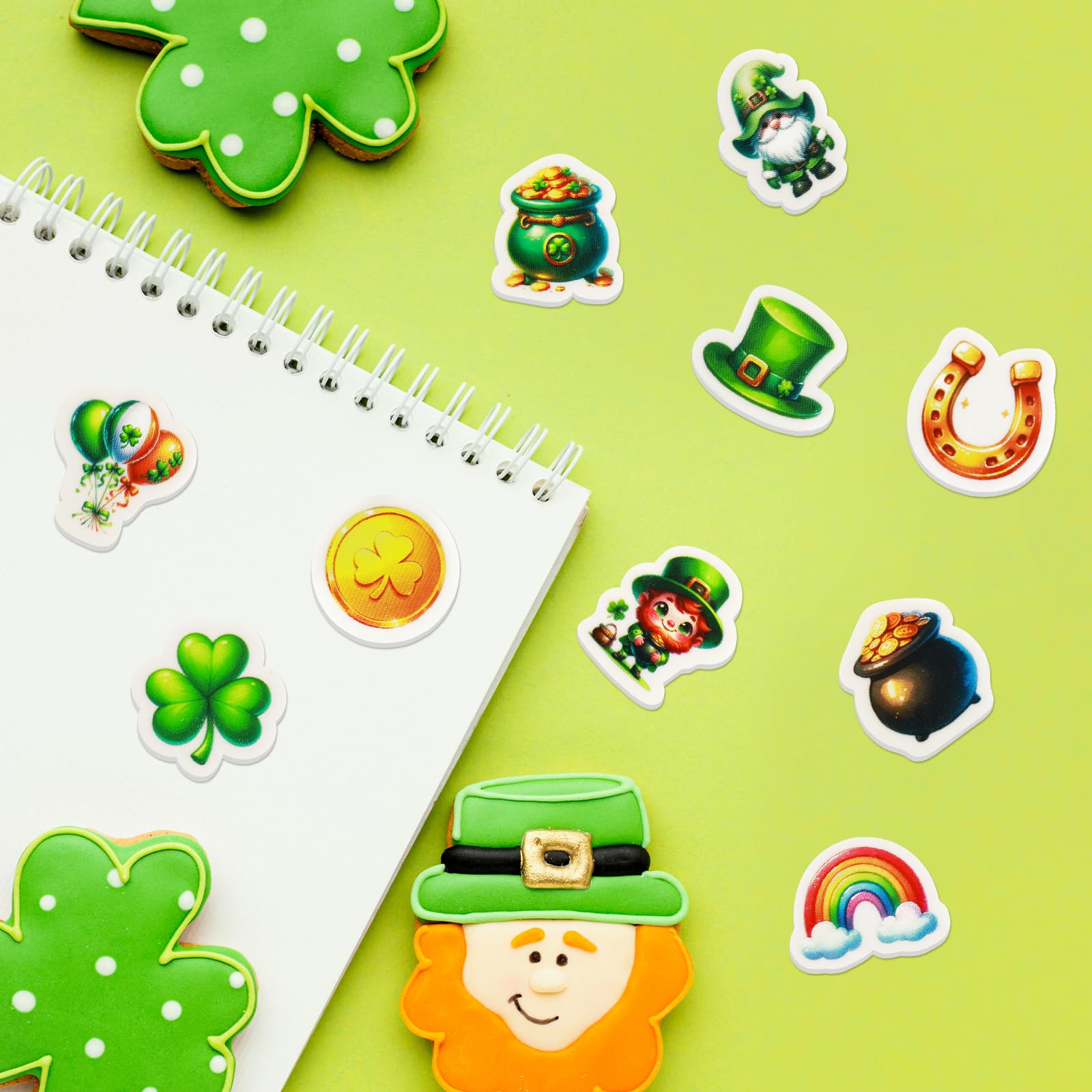 Ceiba Tree St.Patrick's Day Erasers 60Pcs Happy St.Patrick's Day Shamrock Mini Erasers Bulk for Kids School Gifts Student Classroom Prizes Homework Rewards - Image 5