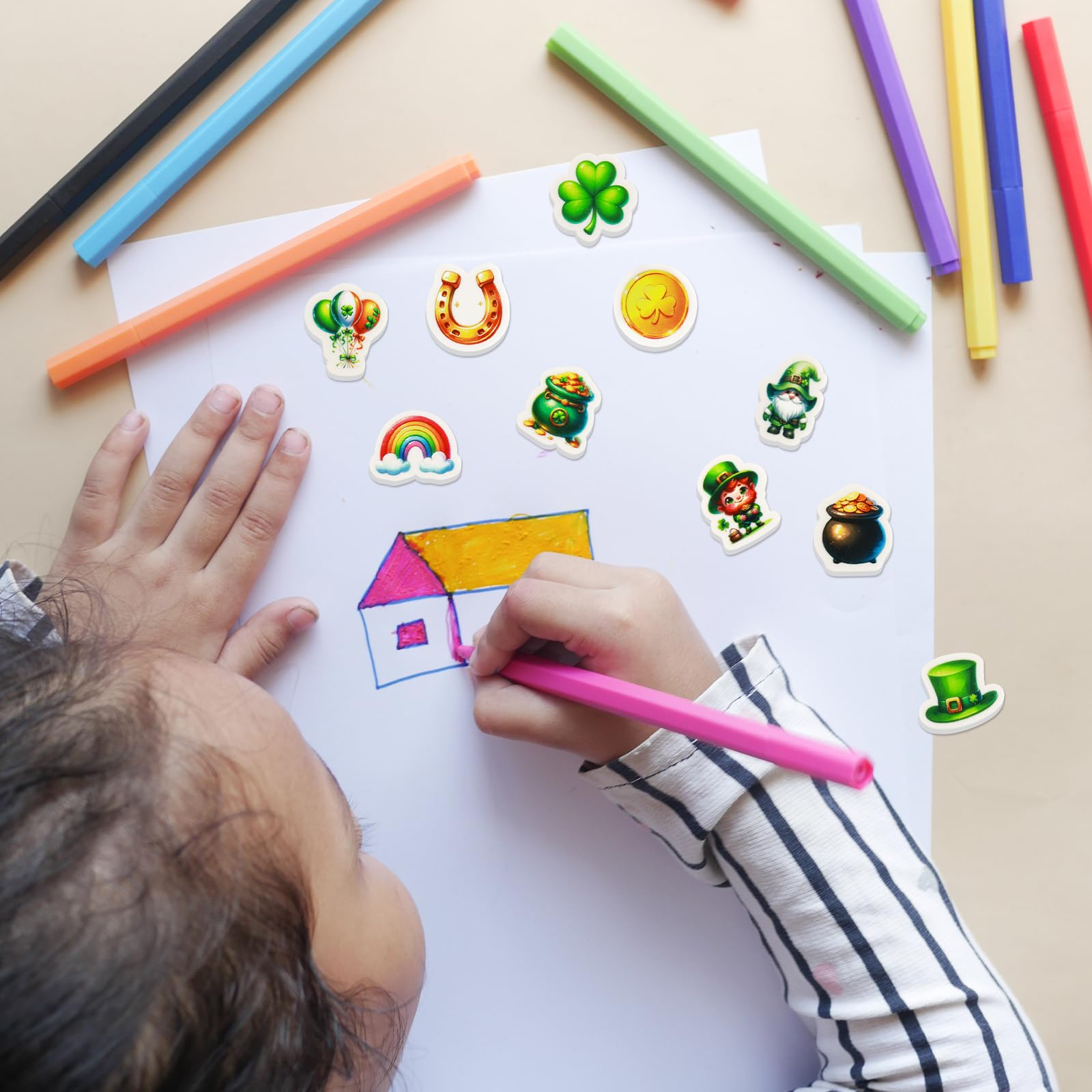 Ceiba Tree St.Patrick's Day Erasers 60Pcs Happy St.Patrick's Day Shamrock Mini Erasers Bulk for Kids School Gifts Student Classroom Prizes Homework Rewards - Image 8