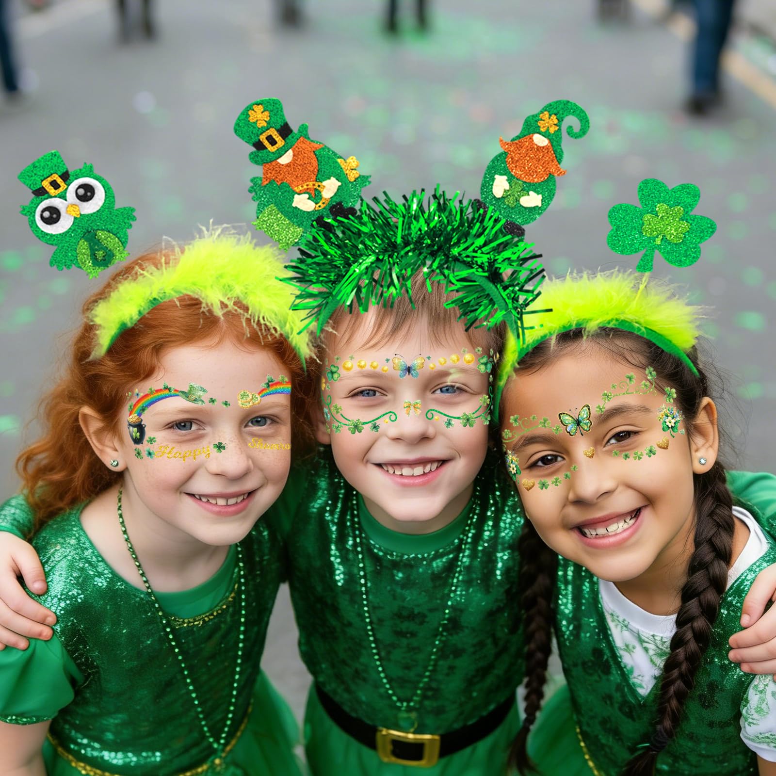 Ceiba Tree St. Patrick's Day Face Stickers Temporary Tattoos 10 Sheets Saint Patrick's Day Irish Shamrock Clover Make up Accessories for Women Kids Party Favors Decorations - Image 4