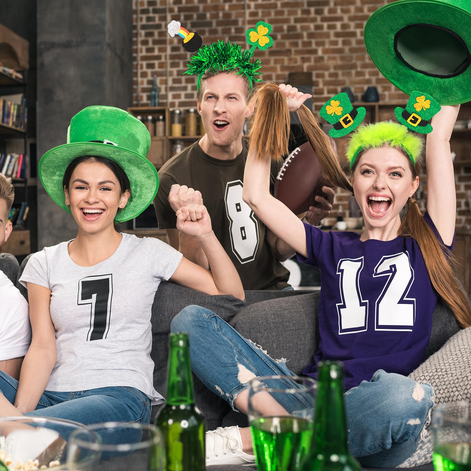 ceiba tree St. Patrick's Day Felt Headbands 8 Pcs Green Shamrock Clover Hats Headband Boppers Irish Headwear Costume Hair Accessories Saint Patricks Day Party Favors for Women Men Kids - Image 5