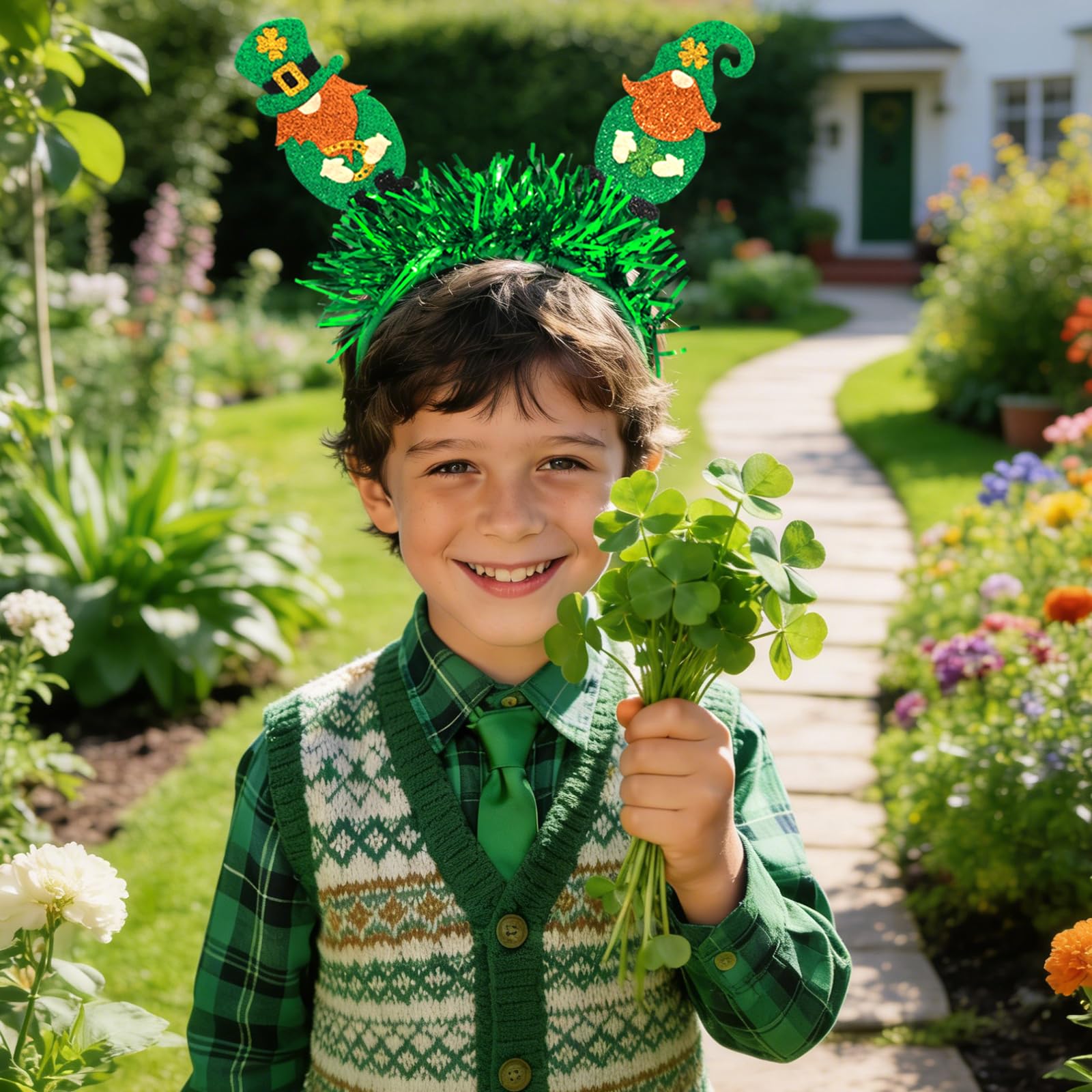 ceiba tree St. Patrick's Day Felt Headbands 8 Pcs Green Shamrock Clover Hats Headband Boppers Irish Headwear Costume Hair Accessories Saint Patricks Day Party Favors for Women Men Kids - Image 6