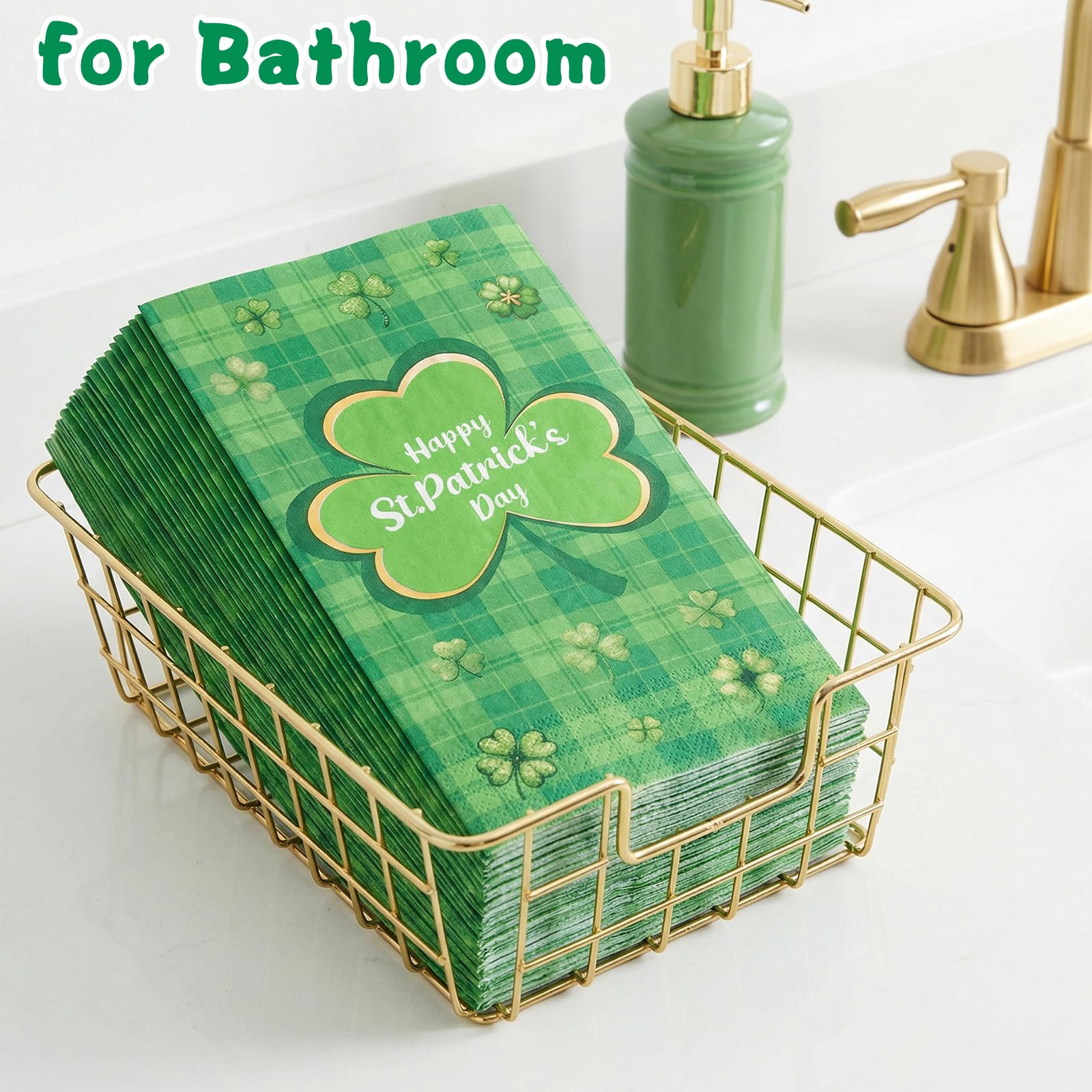 Ceiba Tree St. Patrick's Day Napkins Shamrock Paper Disposable 100 Pcs Irish Green Plaid Luncheon Dinner Kitchen Guest Cocktail Napkins Party Supplies Table Decor 4.3 x 7.8 Inch Folded - Image 5
