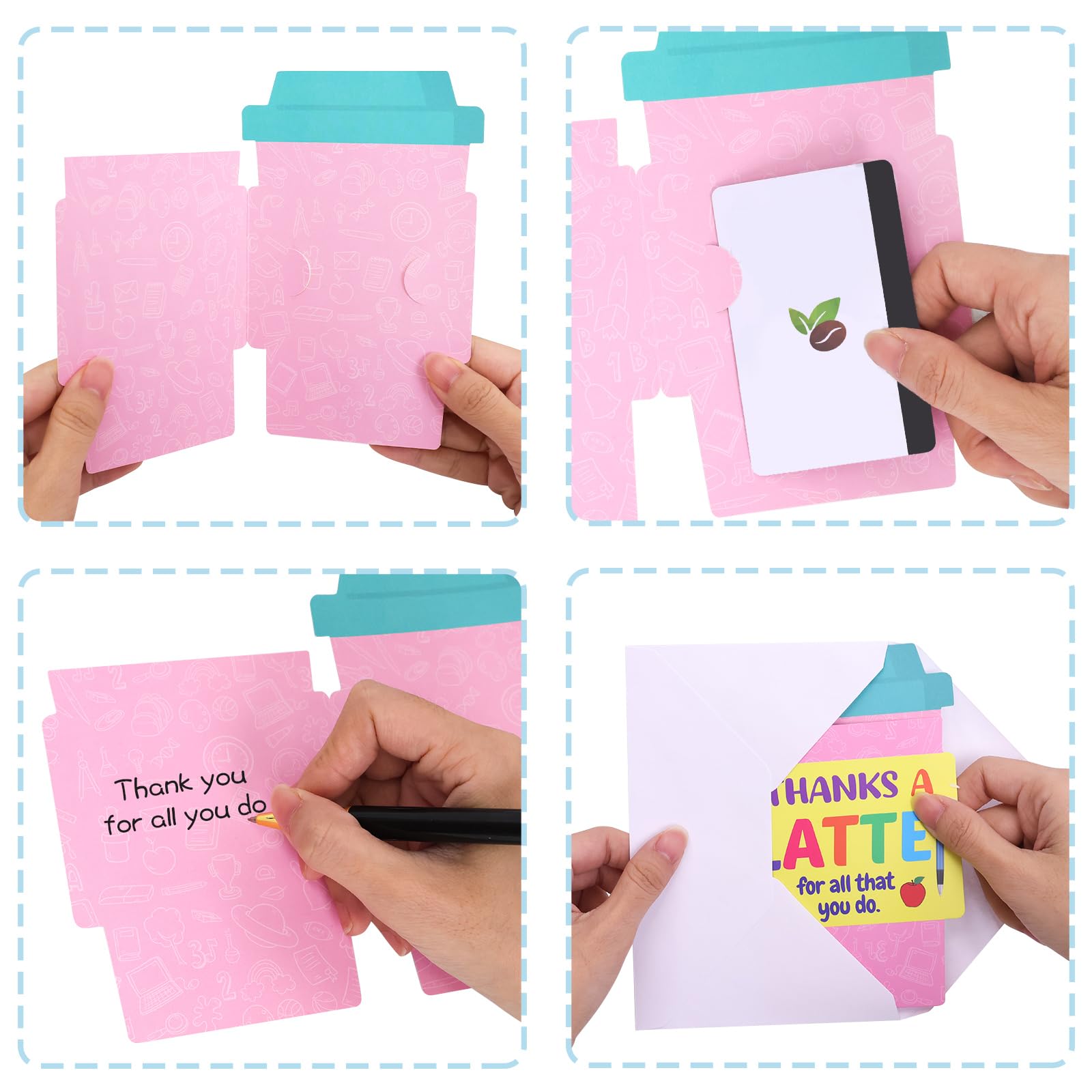 Ceiba Tree Teacher Appreciation Gift Card Holders Thank You Teacher Gifts Appreciation Coffee Greeting Cards Holder Back to School Teachers Appreciation Week Money Sleeves Bulk with Envelopes and Stickers - Image 3