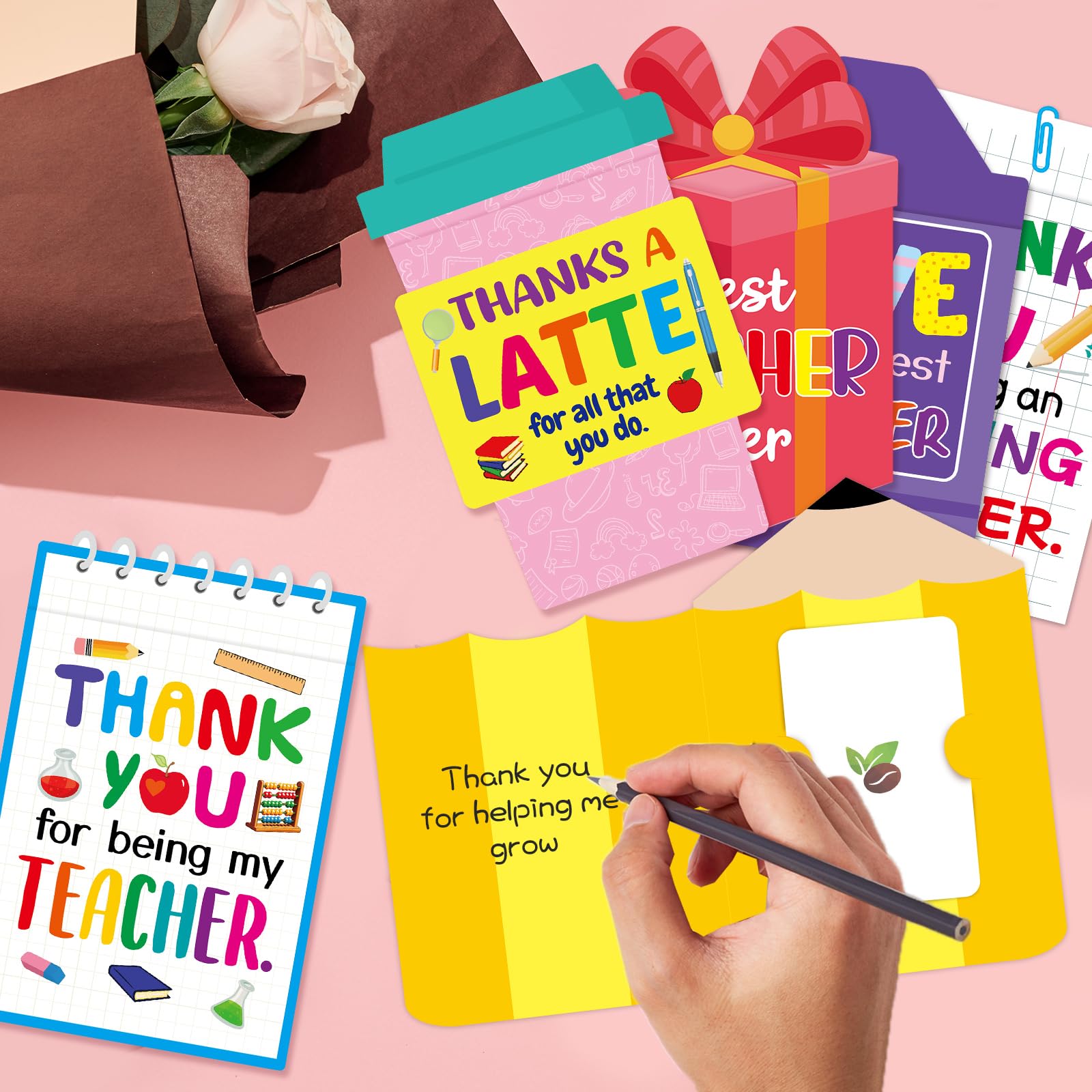 Ceiba Tree Teacher Appreciation Gift Card Holders Thank You Teacher Gifts Appreciation Coffee Greeting Cards Holder Back to School Teachers Appreciation Week Money Sleeves Bulk with Envelopes and Stickers - Image 4