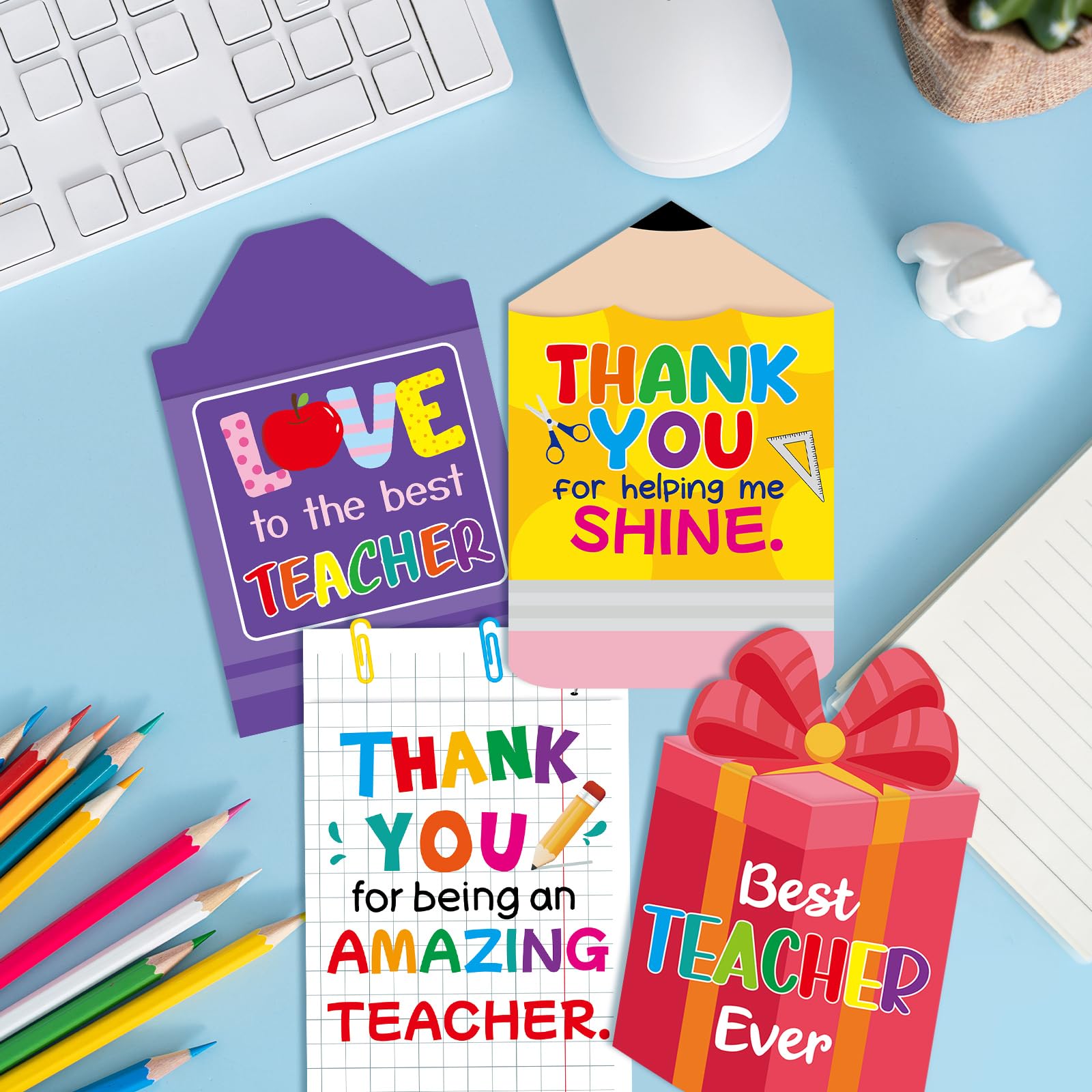 Ceiba Tree Teacher Appreciation Gift Card Holders Thank You Teacher Gifts Appreciation Coffee Greeting Cards Holder Back to School Teachers Appreciation Week Money Sleeves Bulk with Envelopes and Stickers - Image 5