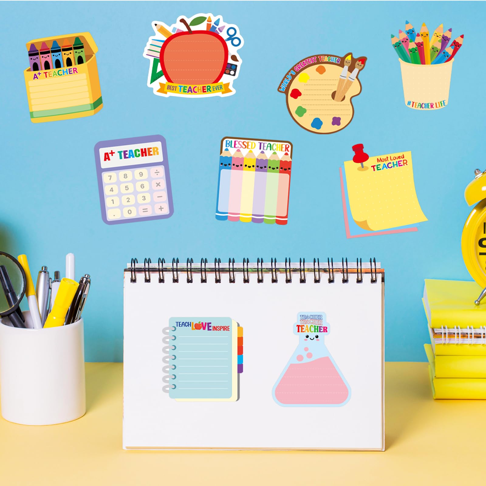 Ceiba Tree Teacher Sticky Notes 30 Pack Colorful Self-Sticky Memo Pads Appreciation Gifts for Graduation Teacher Appreciation Week Back to School Office Supplies - Image 6