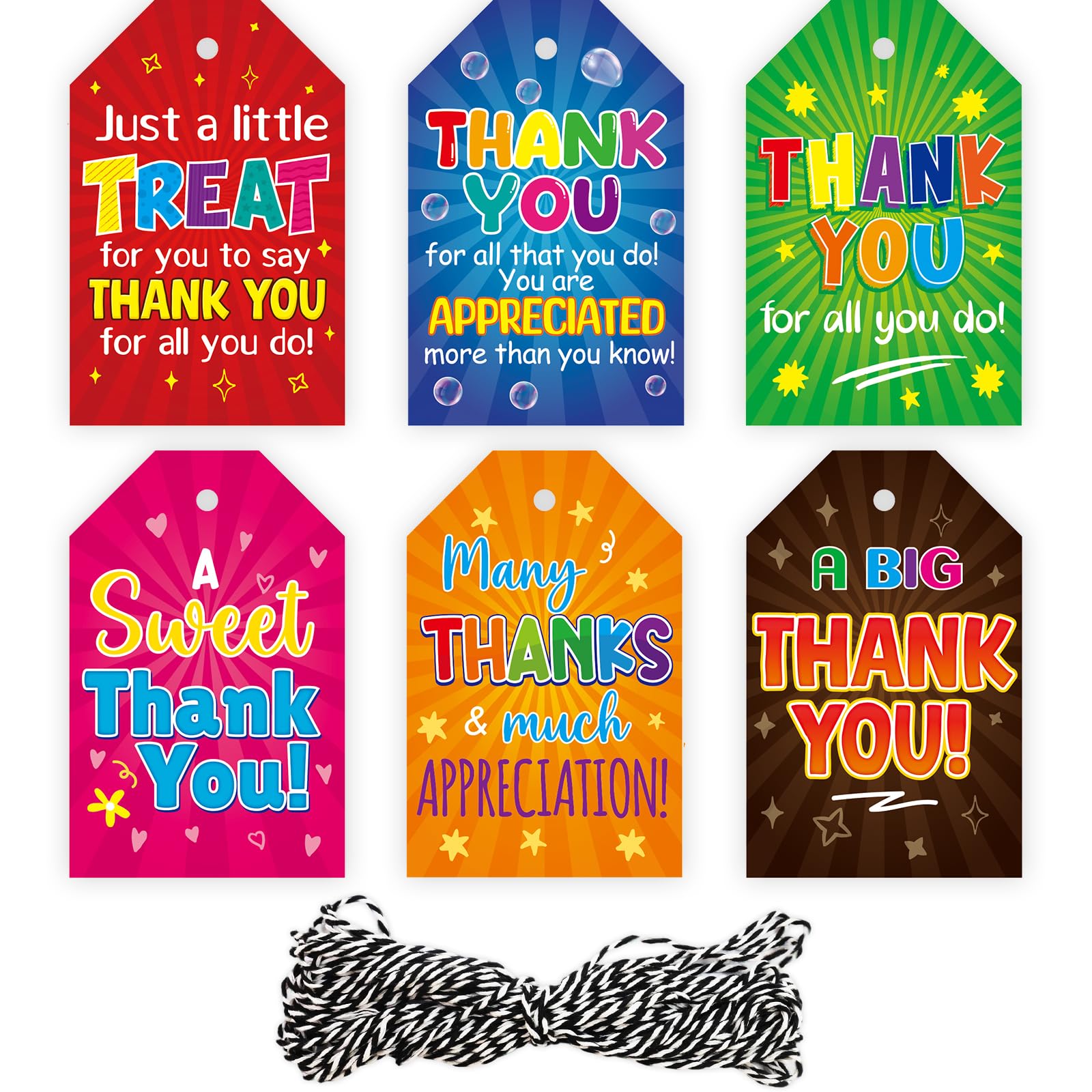 Ceiba Tree Teacher Thank You Gift Tags with String 60pcs Thanks for All You Do Hanging Paper Labels Teachers Appreciation Week Gifts Boxes Bags Wrapping Supplies for Nurses Day Staff Employee - Image 3