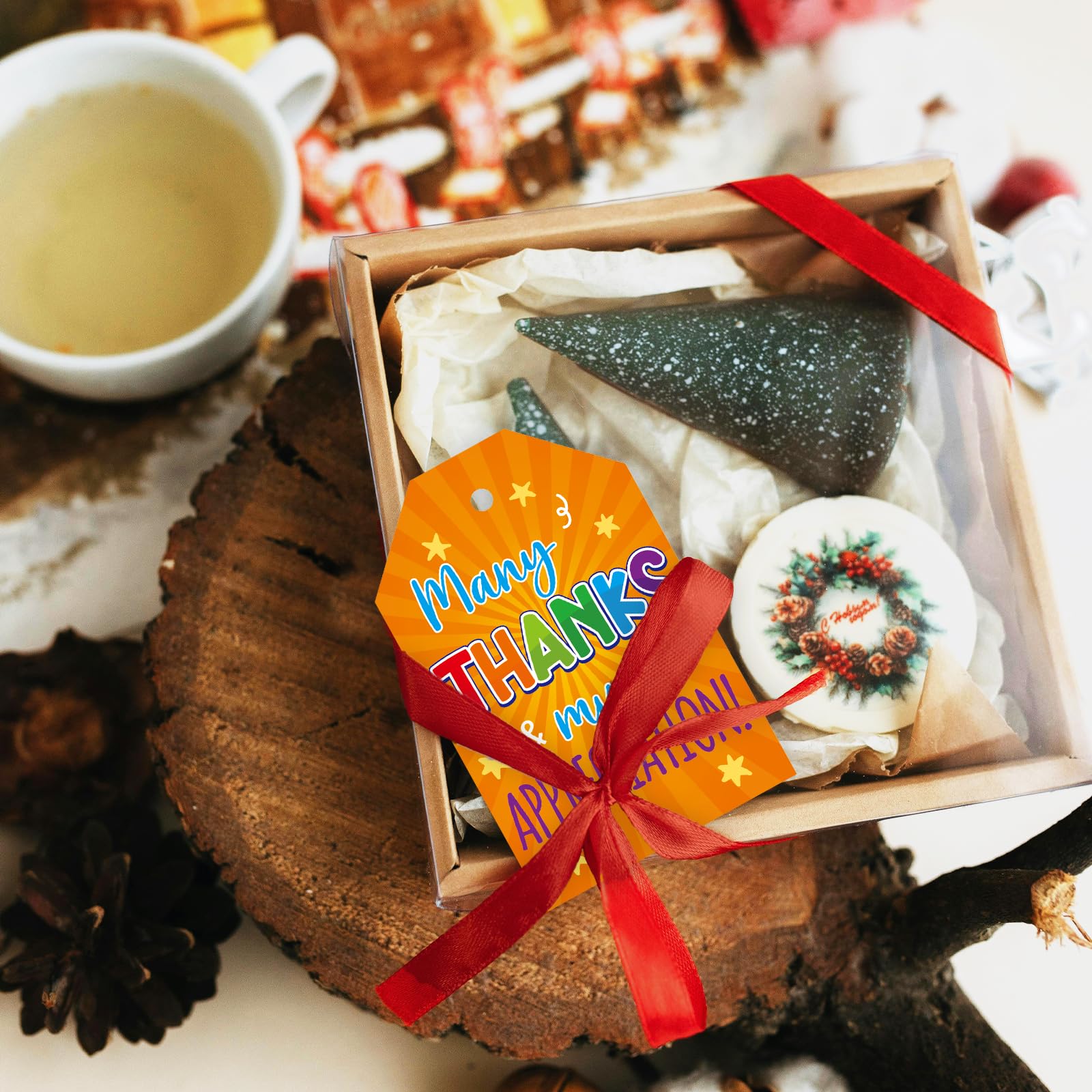 Ceiba Tree Teacher Thank You Gift Tags with String 60pcs Thanks for All You Do Hanging Paper Labels Teachers Appreciation Week Gifts Boxes Bags Wrapping Supplies for Nurses Day Staff Employee - Image 6