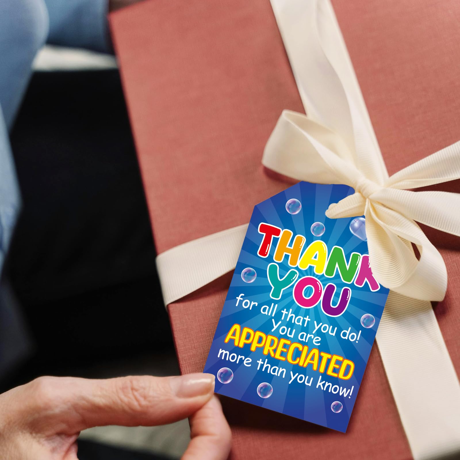 Ceiba Tree Teacher Thank You Gift Tags with String 60pcs Thanks for All You Do Hanging Paper Labels Teachers Appreciation Week Gifts Boxes Bags Wrapping Supplies for Nurses Day Staff Employee - Image 8