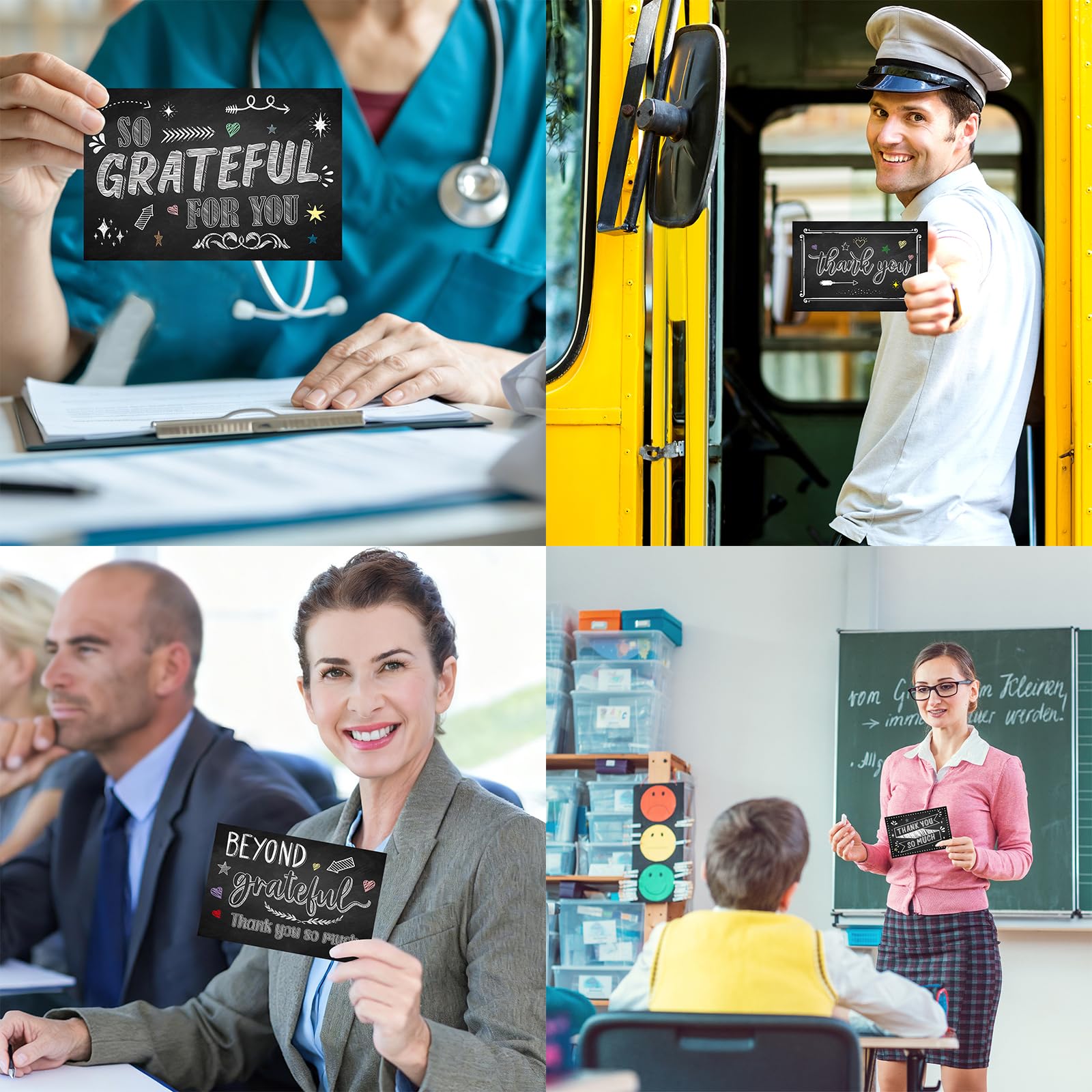 ceiba tree Thank You Cards with Envelopes for Teachers Nurses 24Pcs Chalkboard Assorted Thank You Notes for Wedding Baby Shower Birthday Graduation Business Teacher Appreciation Week Greeting Cards - Image 5