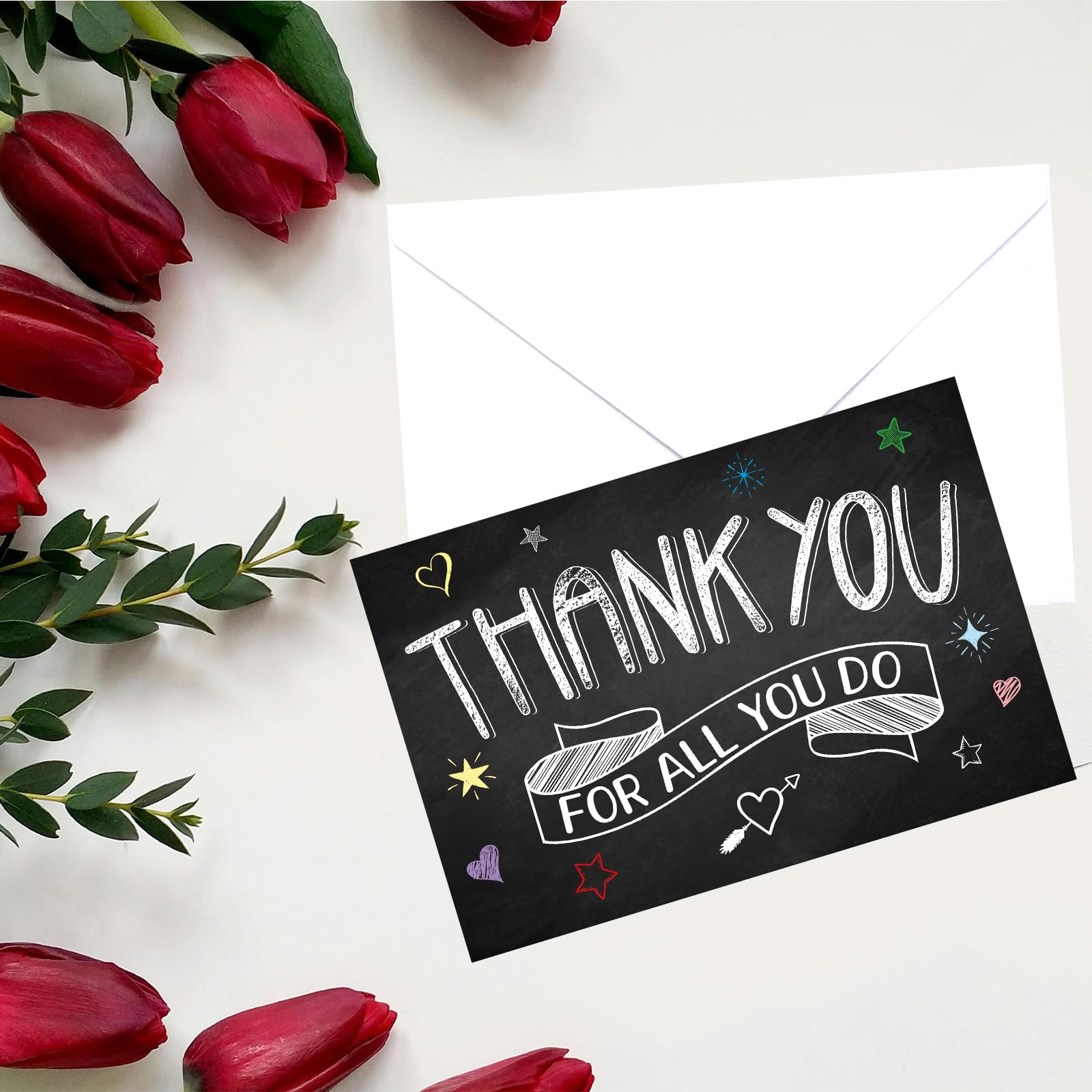 ceiba tree Thank You Cards with Envelopes for Teachers Nurses 24Pcs Chalkboard Assorted Thank You Notes for Wedding Baby Shower Birthday Graduation Business Teacher Appreciation Week Greeting Cards - Image 7