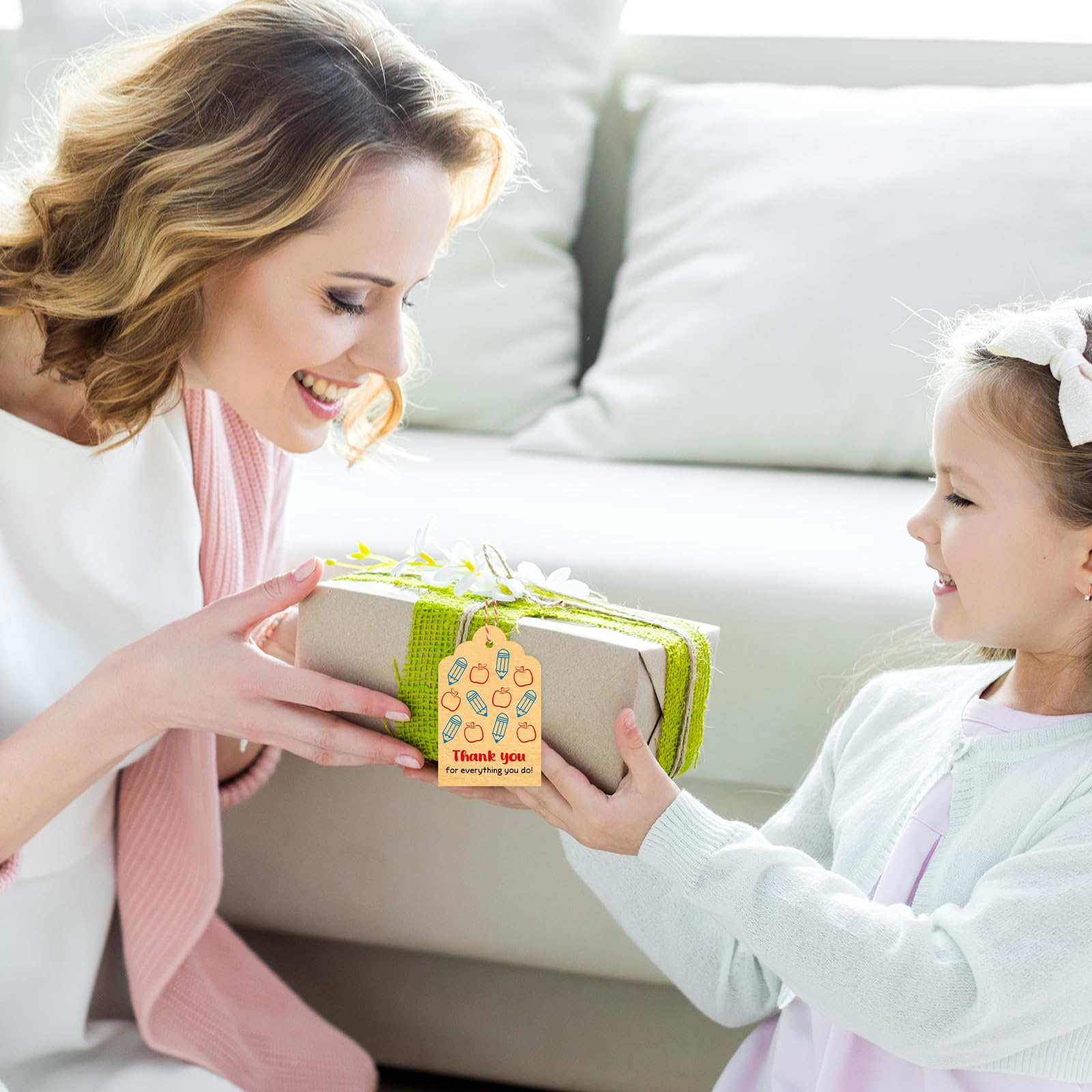 Ceiba Tree Thank You Teachers Tags with String 60Pack Teacher Appreciation Gift Hanging Kraft Tags for Teacher Appreciation Week End of the Year School Gift Wrapping Supplies - Image 5