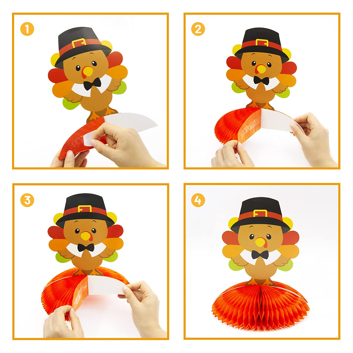 Ceiba Tree Thanksgiving Honeycomb Centerpieces 6 Pack Turkey Table Decorations Fall Decor Party Supplies 6.5 x 8 Inch for Home - Image 4