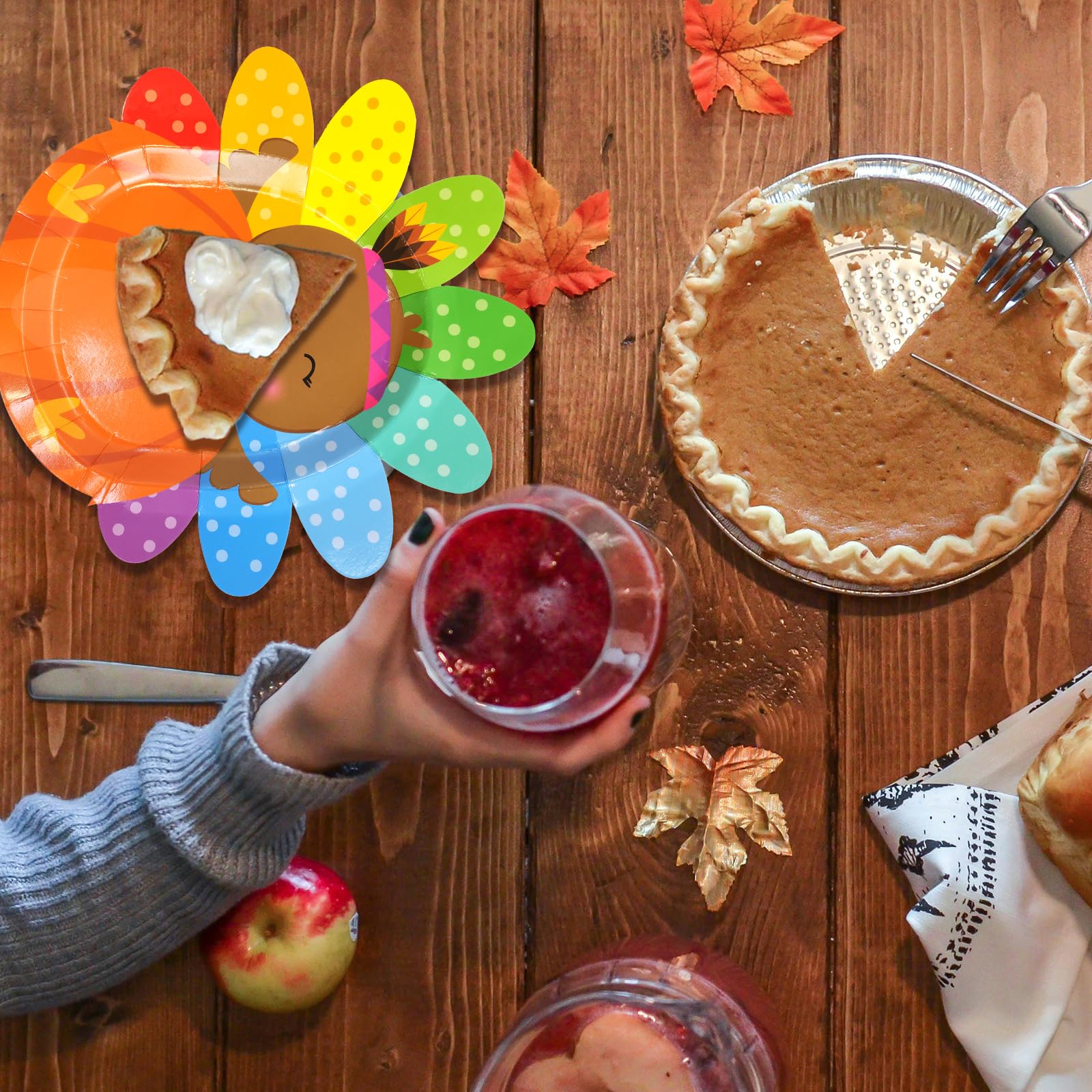 ceiba tree Thanksgiving Paper Plates Turkey Shaped Disposable Dinnerware Decorative Dinner Plates for Fall Thanksgiving Autumn Holiday Party Favors Supplies - Image 5