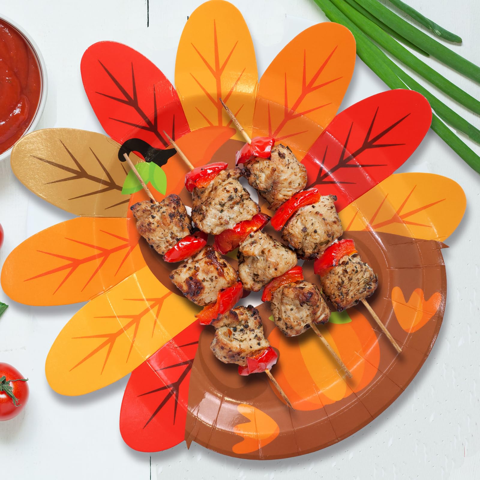 ceiba tree Thanksgiving Paper Plates Turkey Shaped Disposable Dinnerware Decorative Dinner Plates for Fall Thanksgiving Autumn Holiday Party Favors Supplies - Image 7