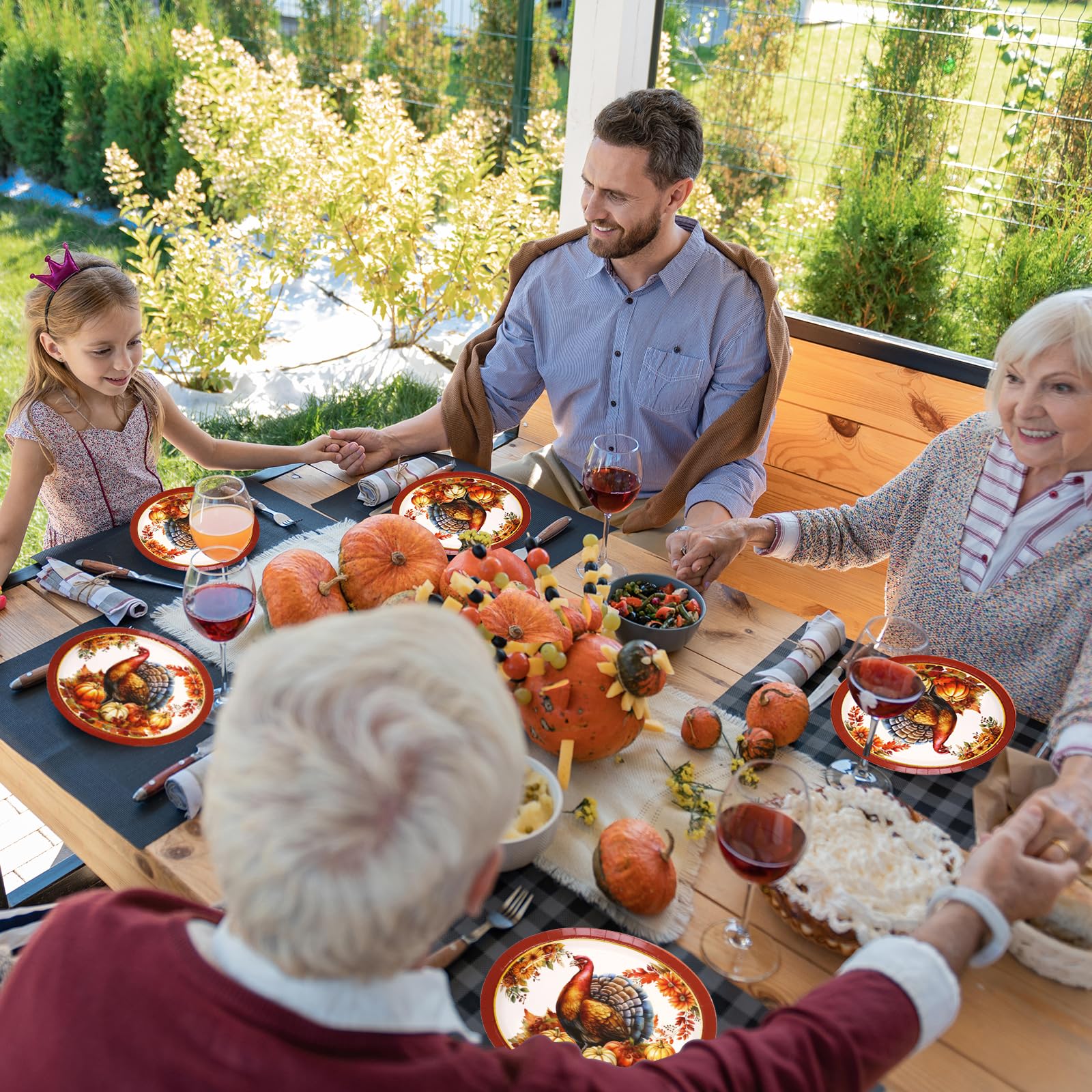 ceiba tree Thanksgiving Turkey Oval Paper Plates Disposable Heavy Duty Dinner Plates 24 PCS Fall Dinnerware Large 10 x 12 inch Traditional Vintage - Image 4