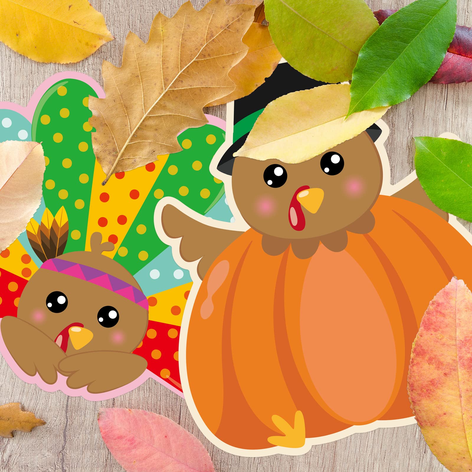 Ceiba Tree Turkey Cutouts 54 Pcs Thanksgiving Cut-Outs Fall Decor for Party Classroom Decoration - Image 8