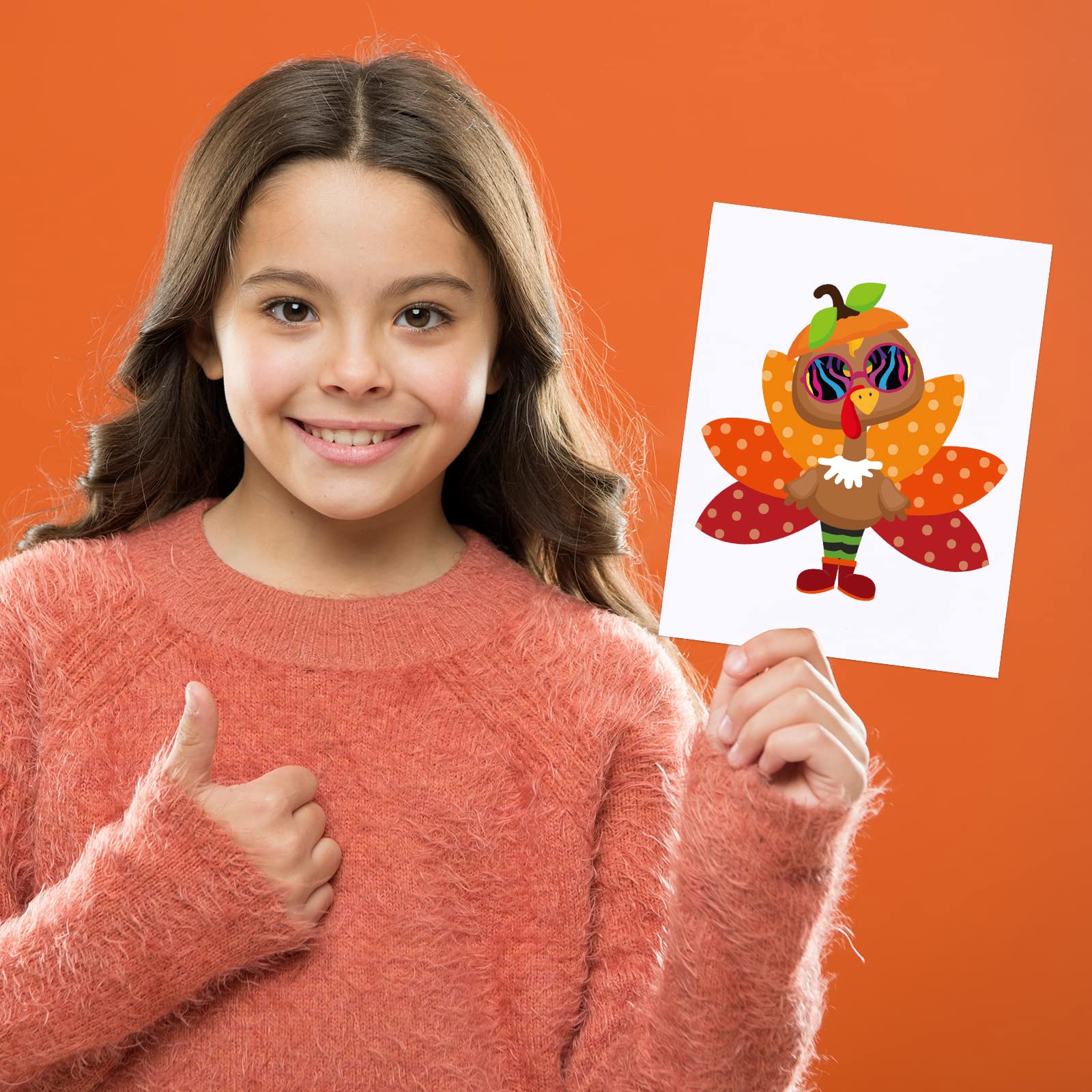 Ceiba Tree Turkey Stickers 36 Pcs Make A Turkey Face Sticker Sheets Thanksgiving Stickers Craft Kits for Kids Party Activity Games - Image 5