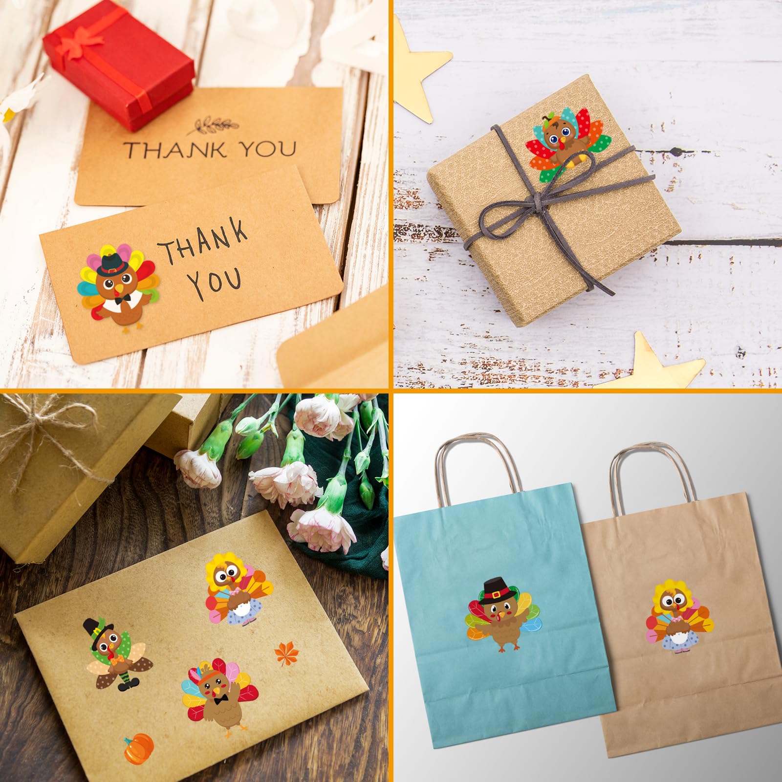 Ceiba Tree Turkey Stickers for Kids Make Your Own Turkey Sticker Thanksgiving Fall Autumn Rolled Scene Stickers 300 Pcs for Classroom Home School Party - Image 5