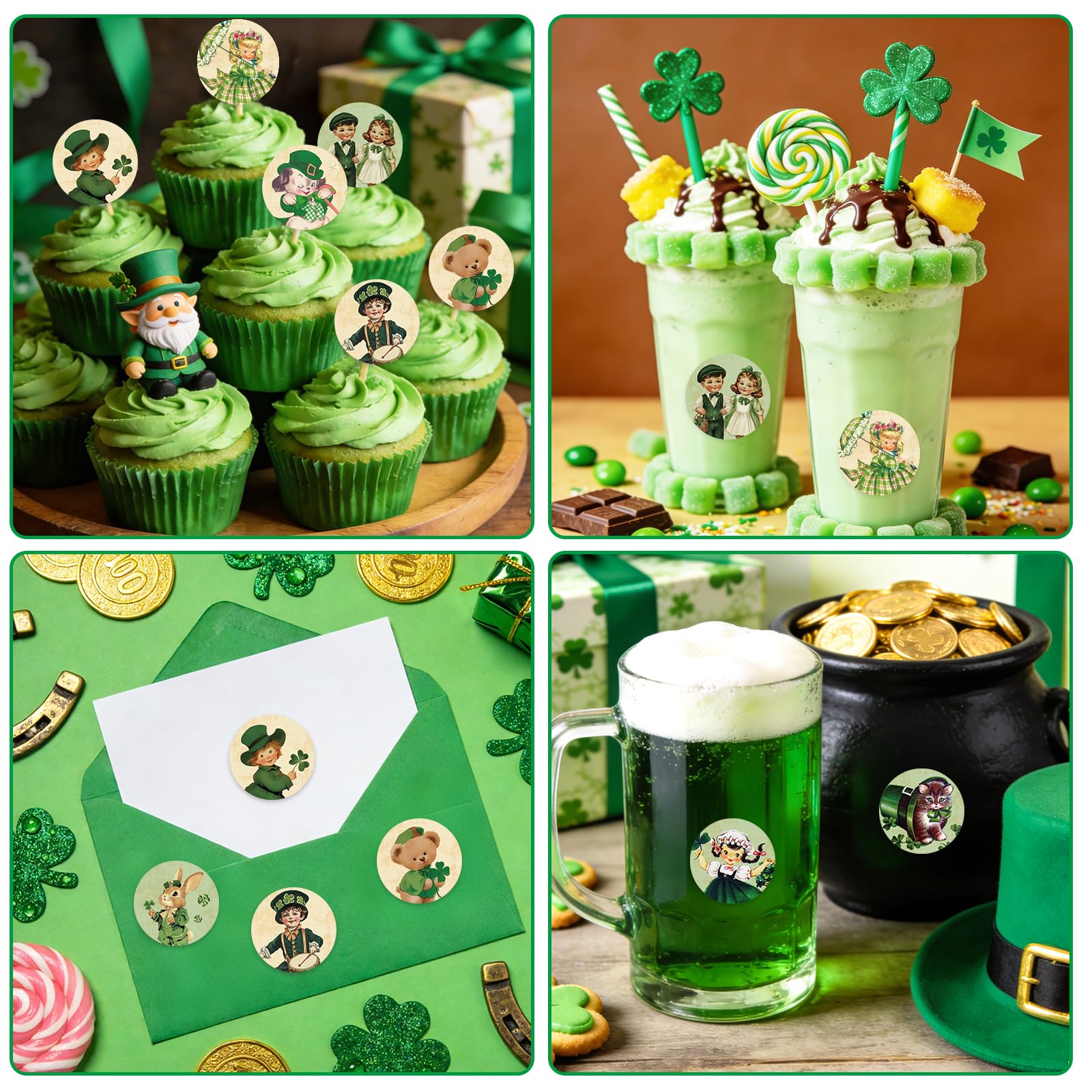 Ceiba Tree Vintage Retro St. Patrick's Day Stickers for Kids 1 Roll 500 Pcs for St Patricks Day Scrapbook Envelope Seal Stickers Cards Crafts Irish Party Decor - Image 8