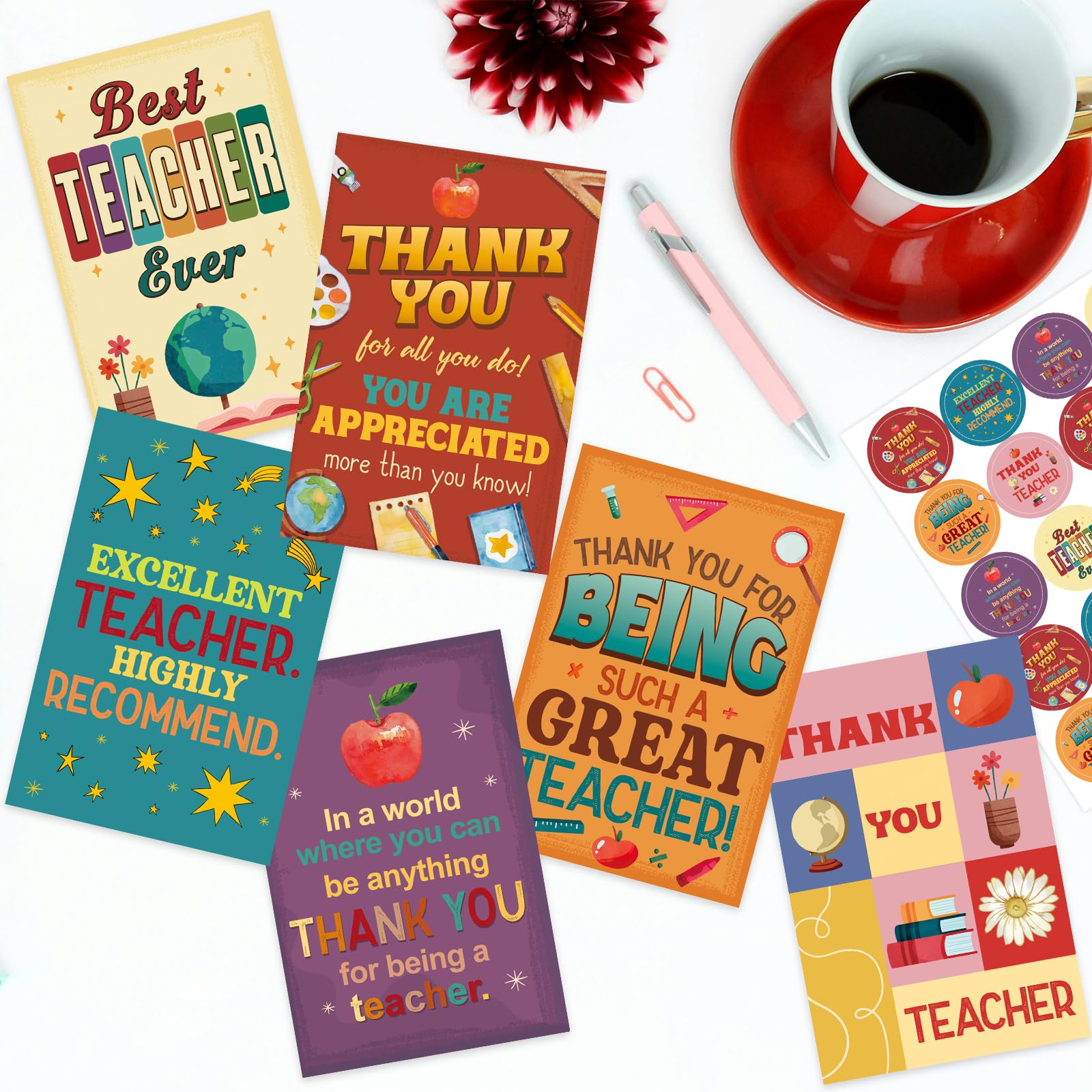 ceiba tree Vintage Teacher Appreciation Cards 24Pcs Teacher Thank You Cards Bulk with Envelope for Men Woman Appreciation Week Graduation End of the Year School Gifts Supplies - Image 4