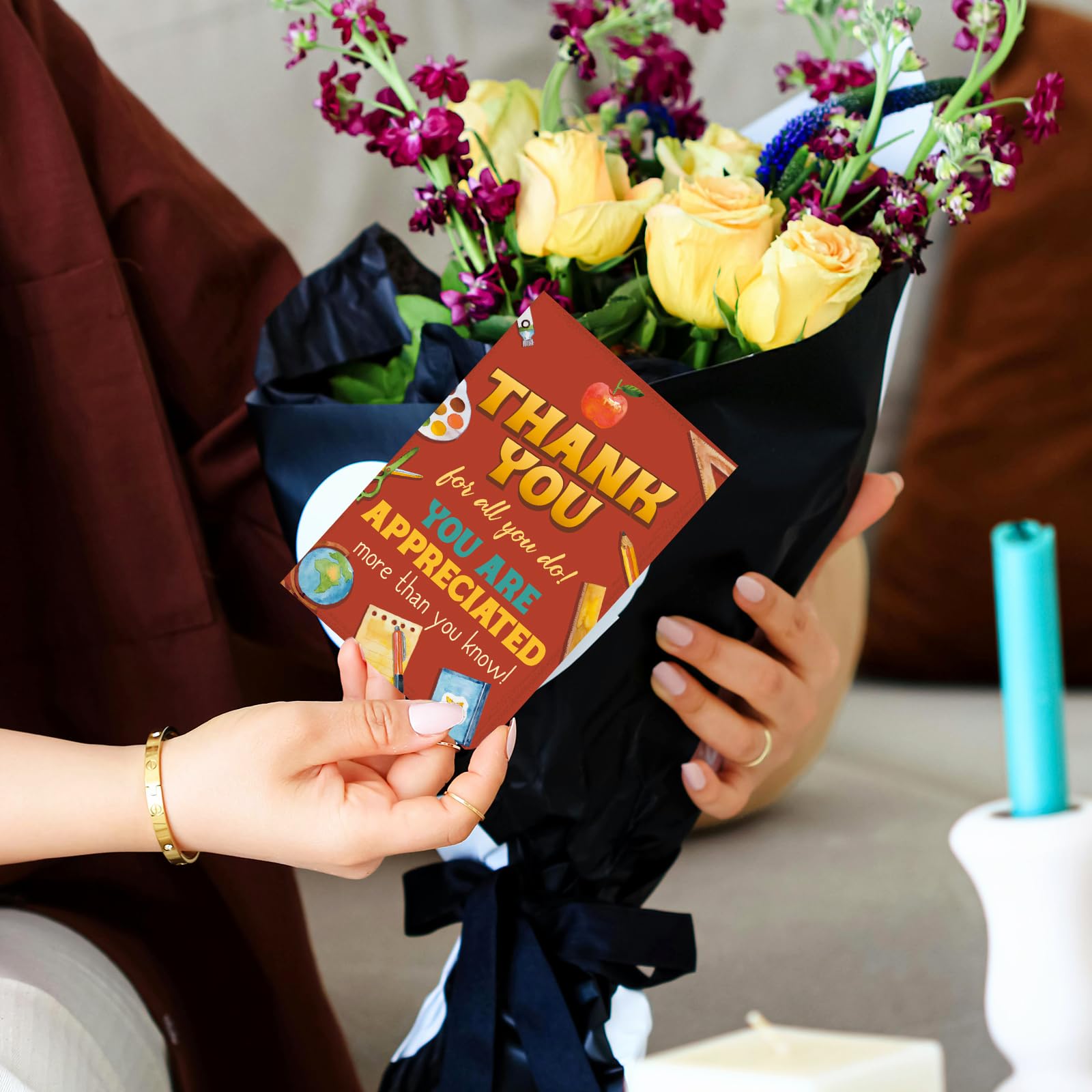 ceiba tree Vintage Teacher Appreciation Cards 24Pcs Teacher Thank You Cards Bulk with Envelope for Men Woman Appreciation Week Graduation End of the Year School Gifts Supplies - Image 6