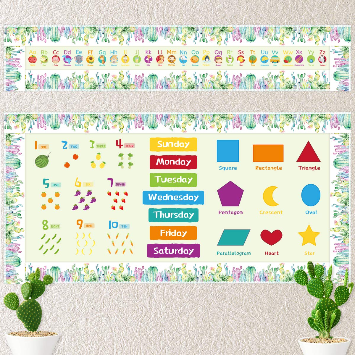 Ceiba Tree Watercolor Cactus Bulletin Board Borders Straight Border Trim for Classroom Decoration Chalkboard Whiteboard - Image 6