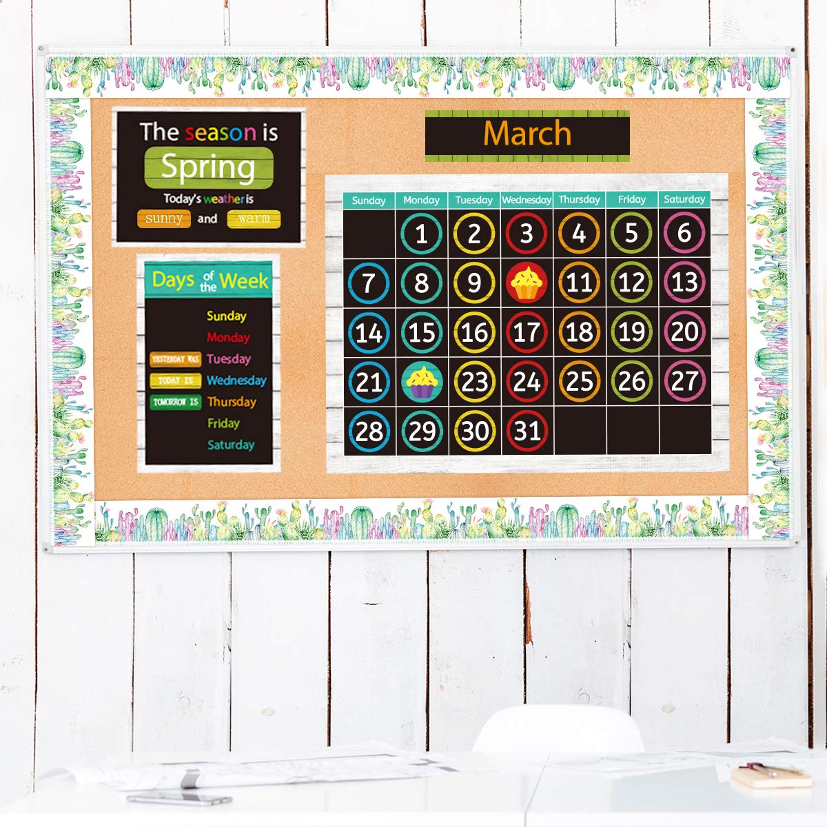 Ceiba Tree Watercolor Cactus Bulletin Board Borders Straight Border Trim for Classroom Decoration Chalkboard Whiteboard - Image 7