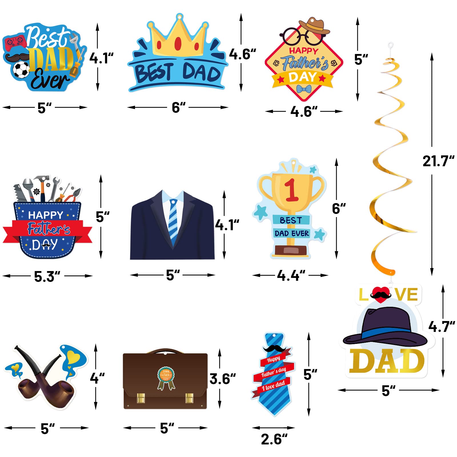 Fathers Day Decorations Hanging Swirls Double Sided Blue Gold Ceiling Banner Decor for Happy Father’s Day Birthday Party Favors Supplies - Image 3