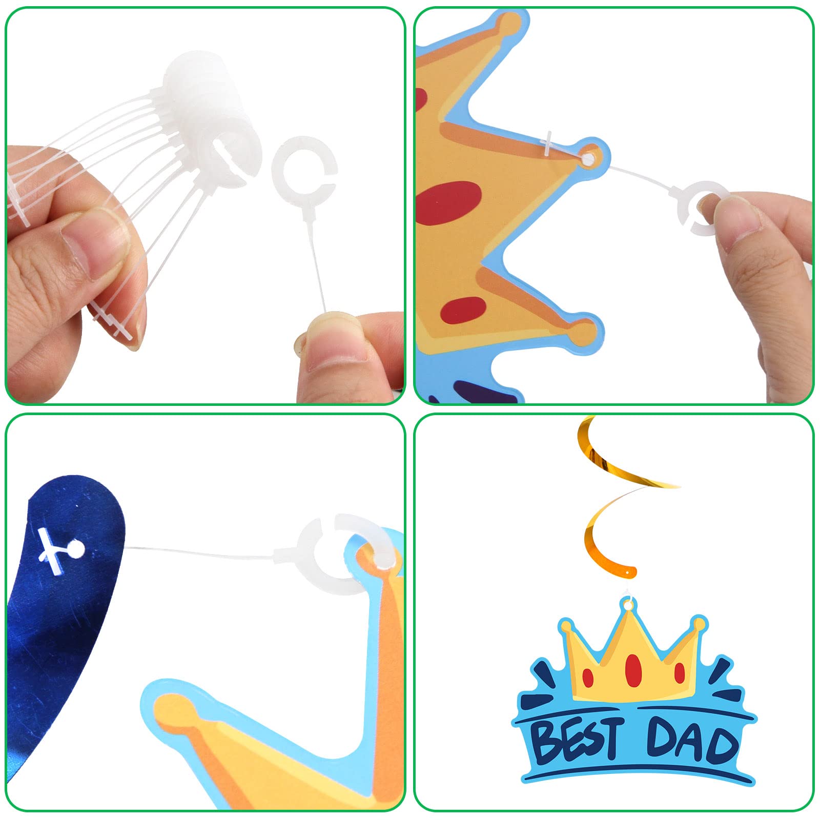 Fathers Day Decorations Hanging Swirls Double Sided Blue Gold Ceiling Banner Decor for Happy Father’s Day Birthday Party Favors Supplies - Image 5