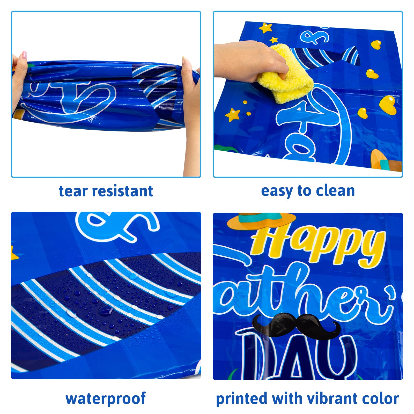 Fathers Day Tablecloth 3 Pack Plastic Happy Father’s Day Decorations Table Cloth for Dad Men Home Family Party Dinner Decoration Supplies - Image 3